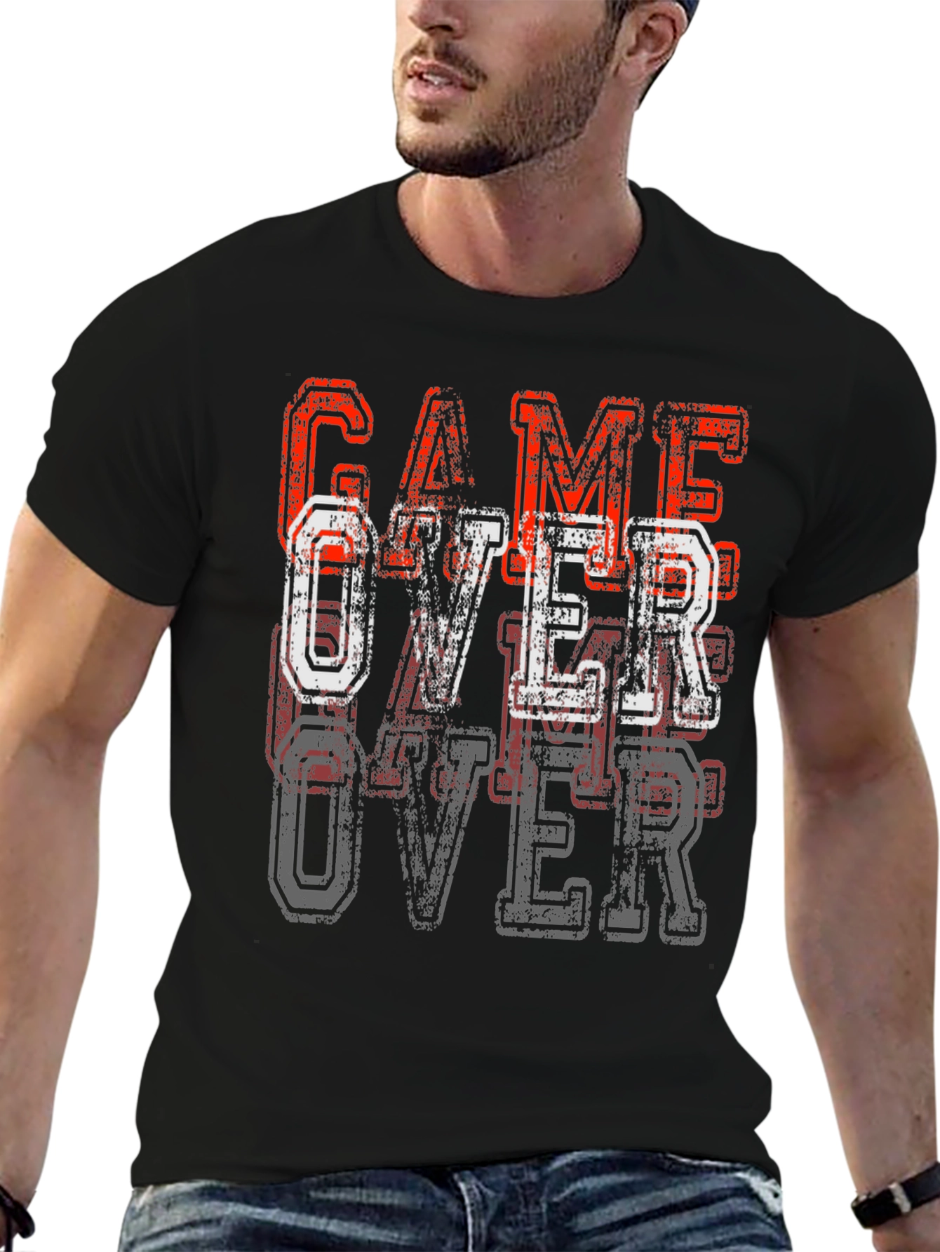 Game Over Graphic Tee - Black Cotton T-Shirt