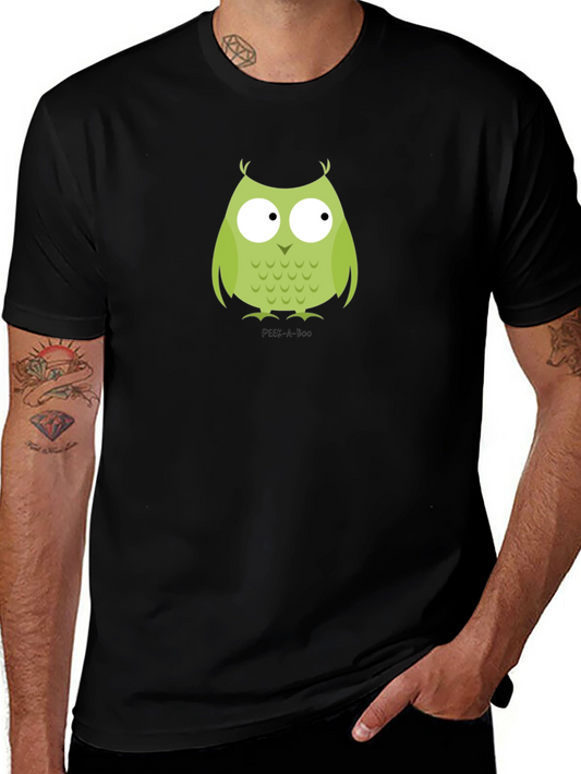 Cute Owl Graphic Tee - Peek-A-Boo Design