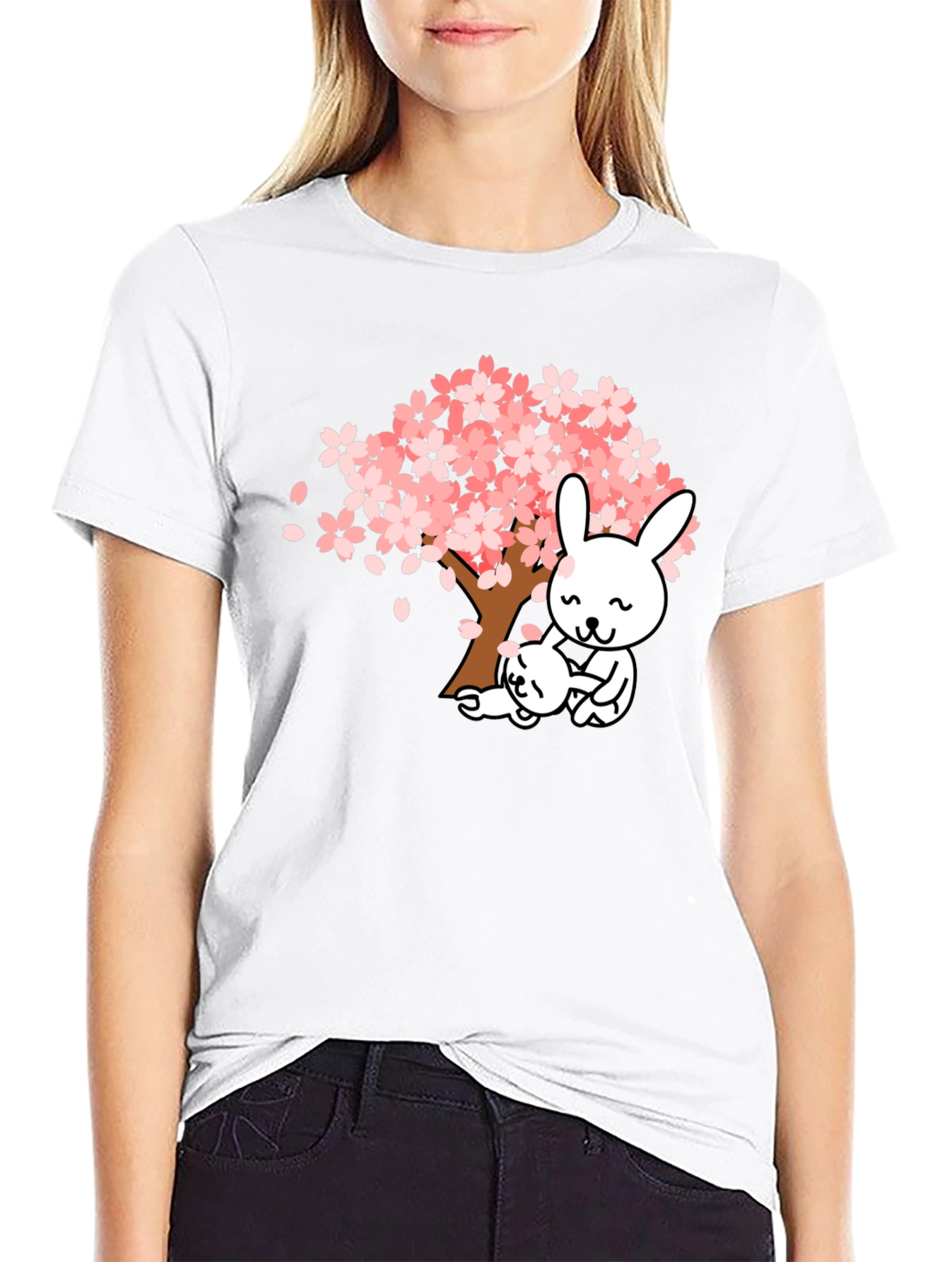 Cute Cherry Blossom Bunny T-Shirt
