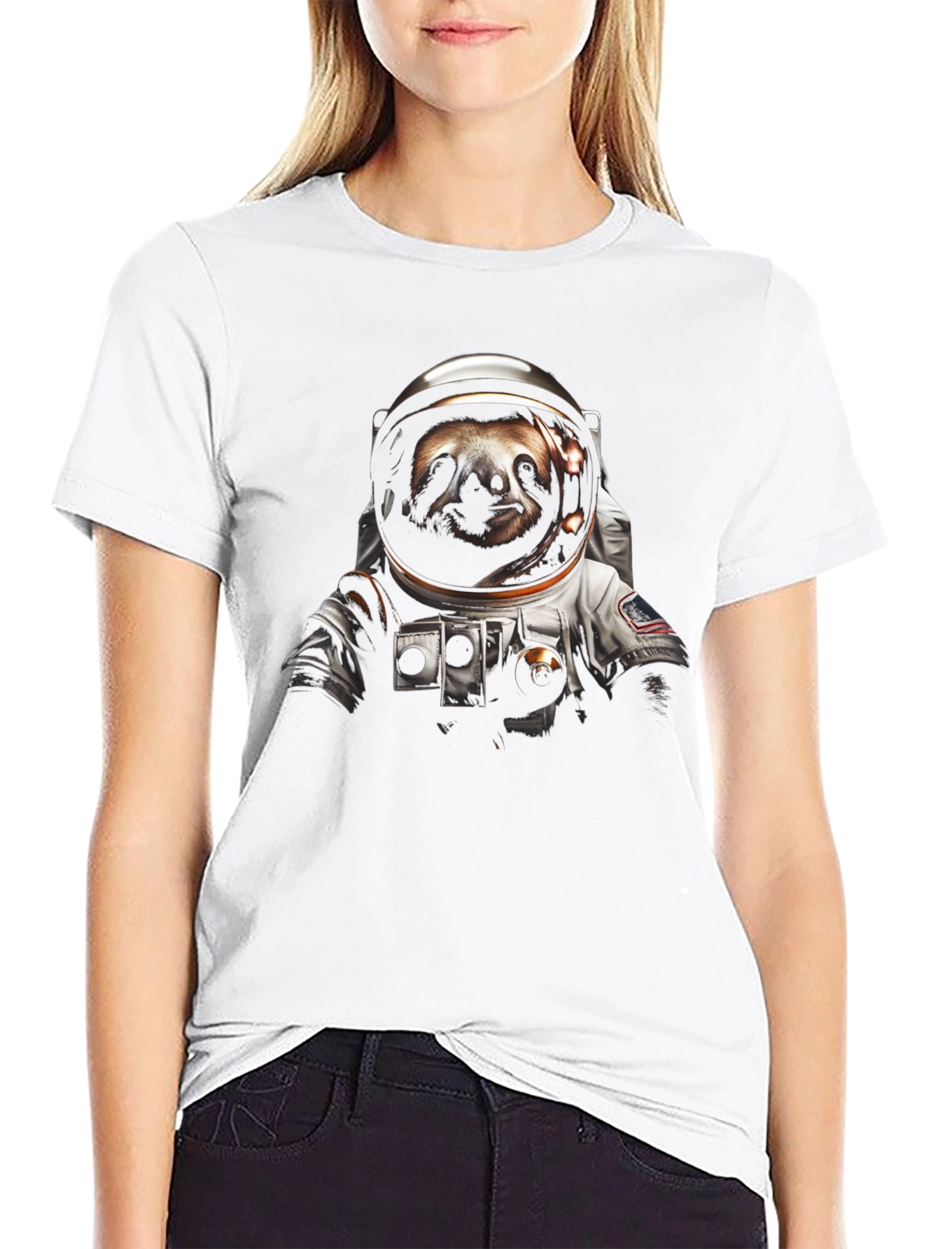 Sloth Astronaut Graphic T-Shirt - Black