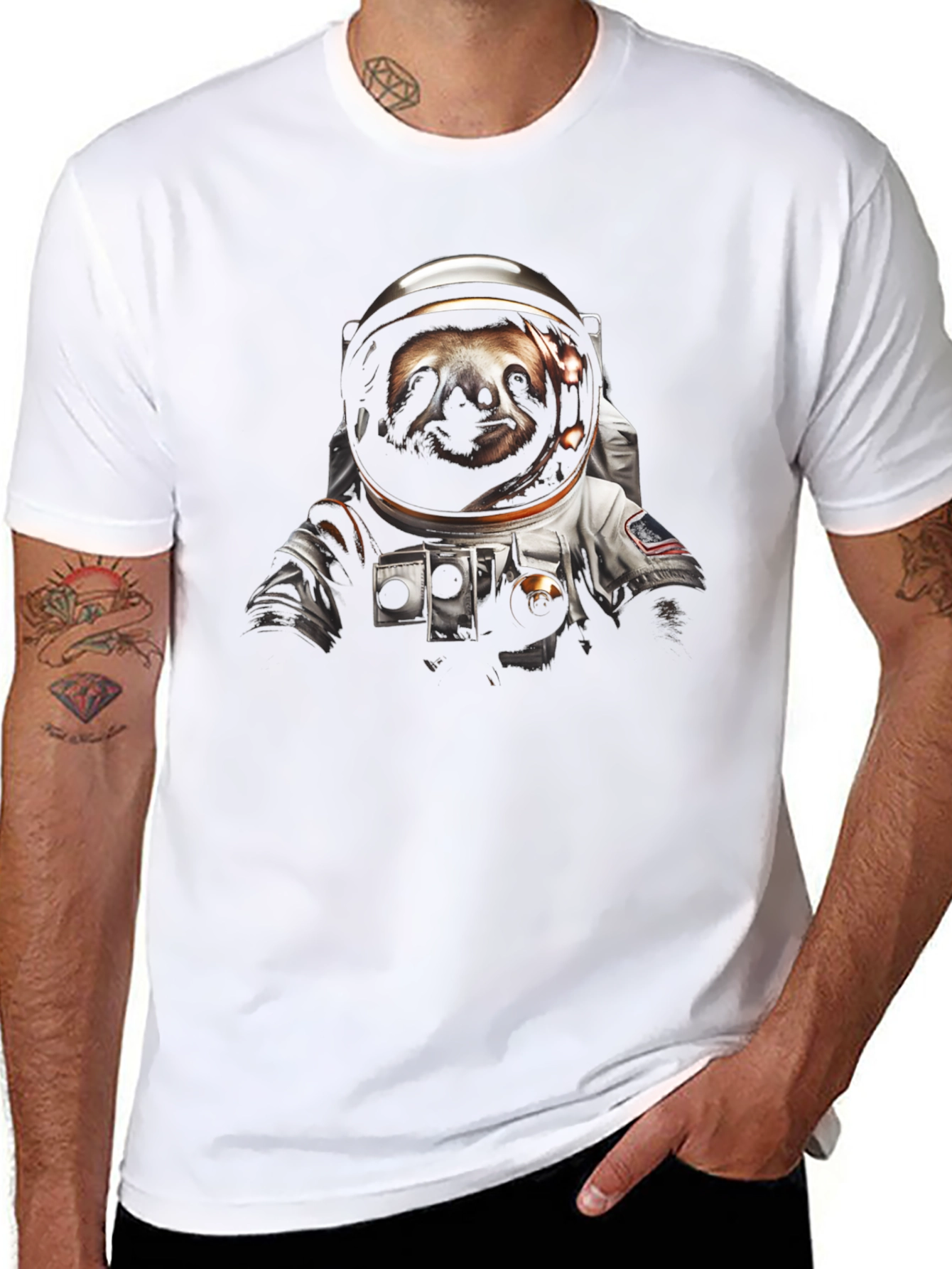 Sloth Astronaut Graphic T-Shirt - Black
