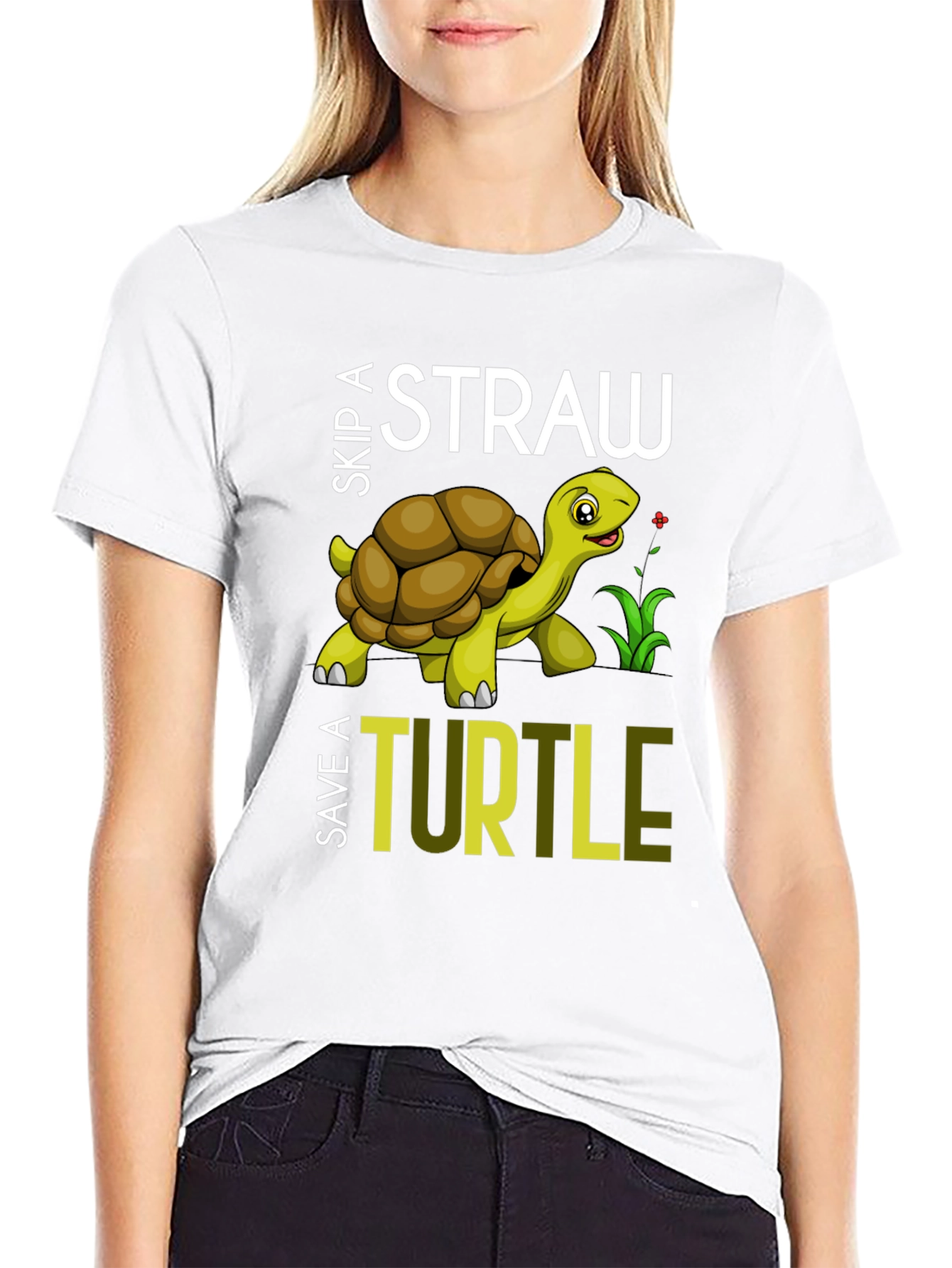 Skip A Straw Save A Turtle Graphic T-Shirt
