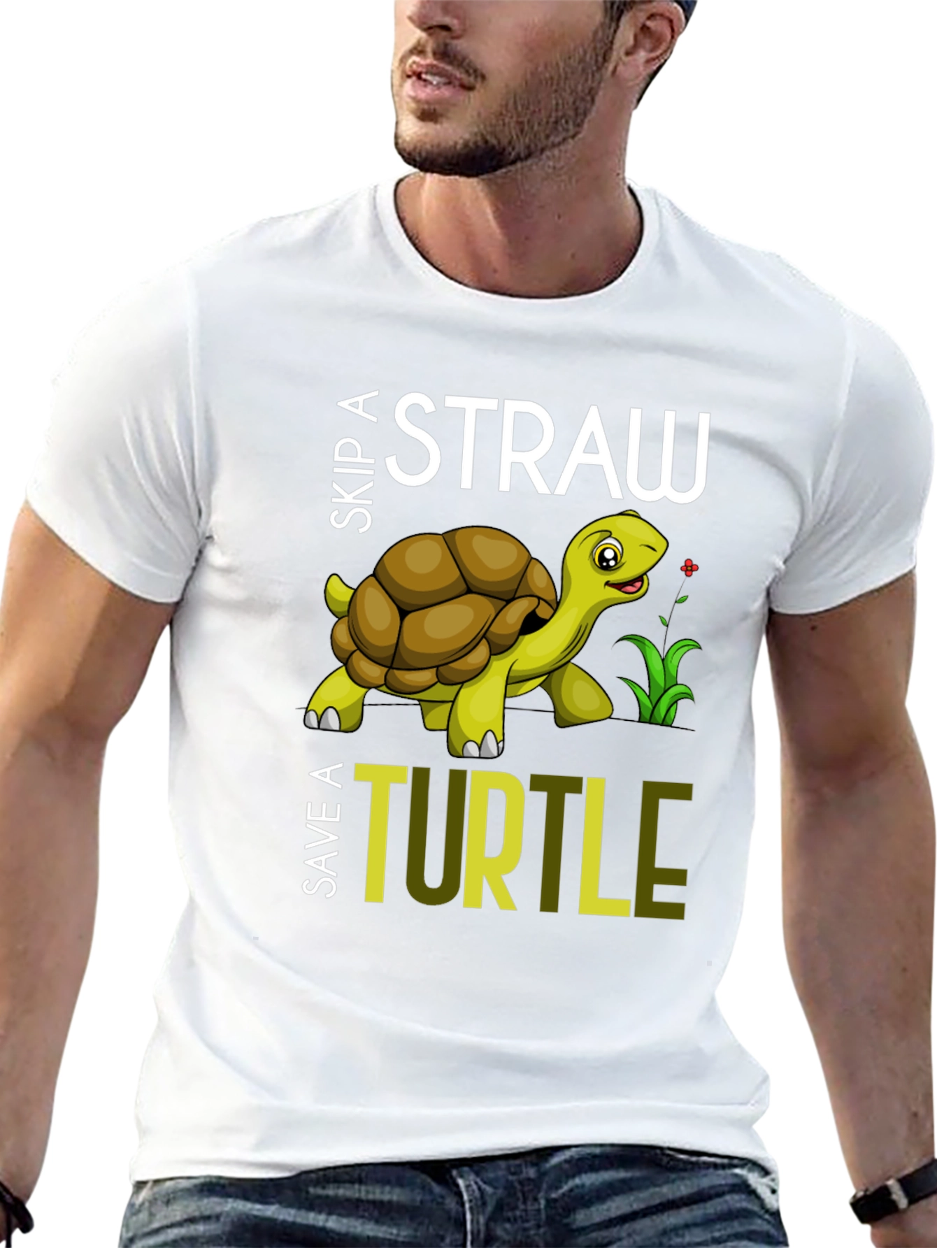Skip A Straw Save A Turtle Graphic T-Shirt
