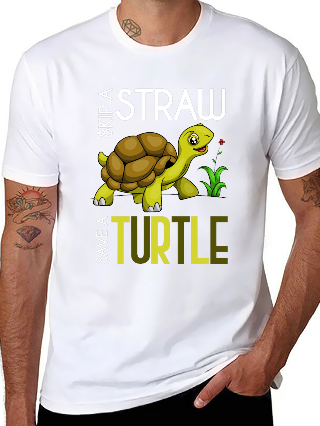 Skip A Straw Save A Turtle Graphic T-Shirt