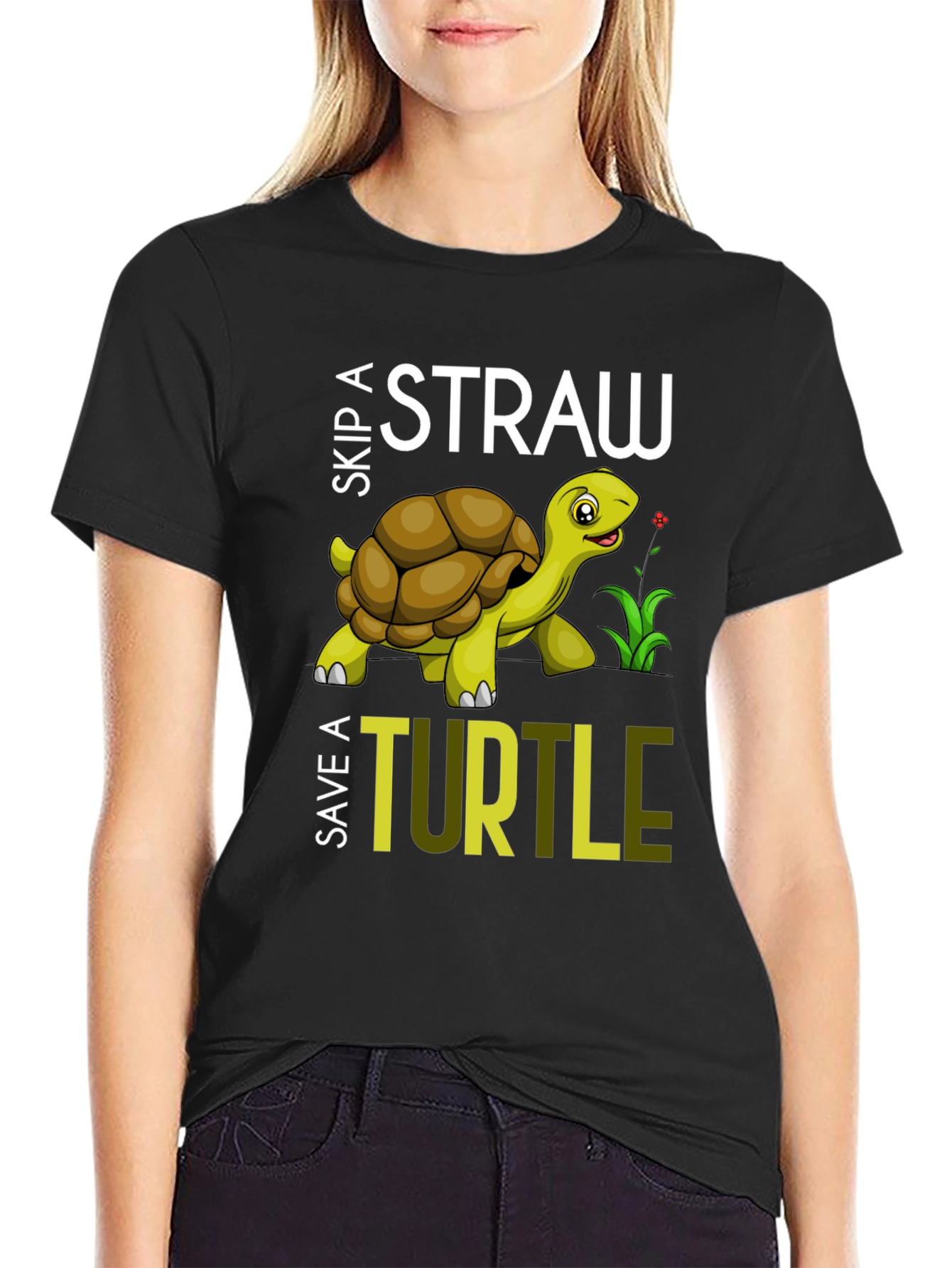 Skip A Straw Save A Turtle Graphic T-Shirt