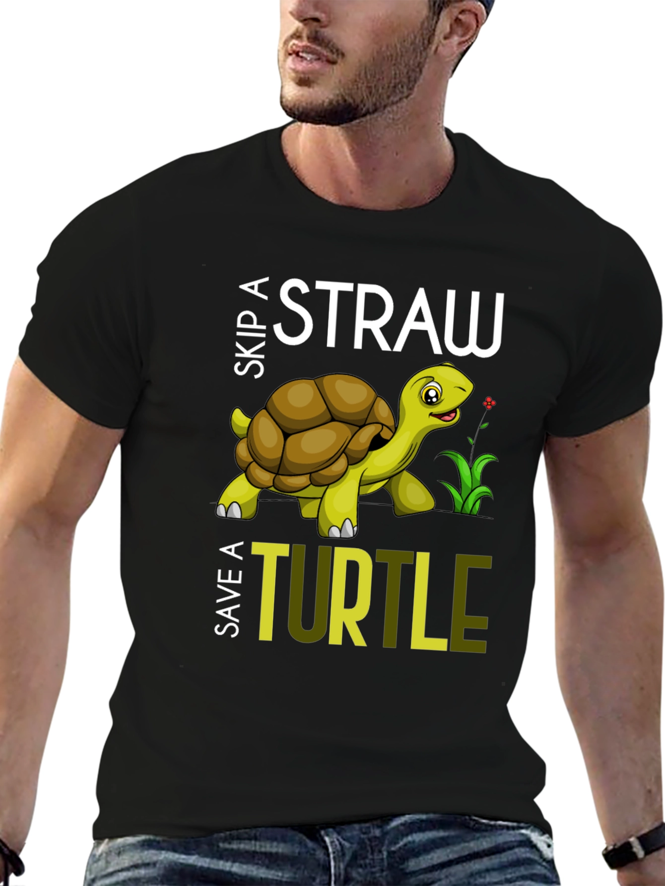 Skip A Straw Save A Turtle Graphic T-Shirt
