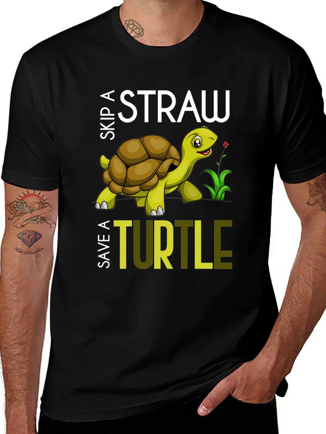 Skip A Straw Save A Turtle Graphic T-Shirt
