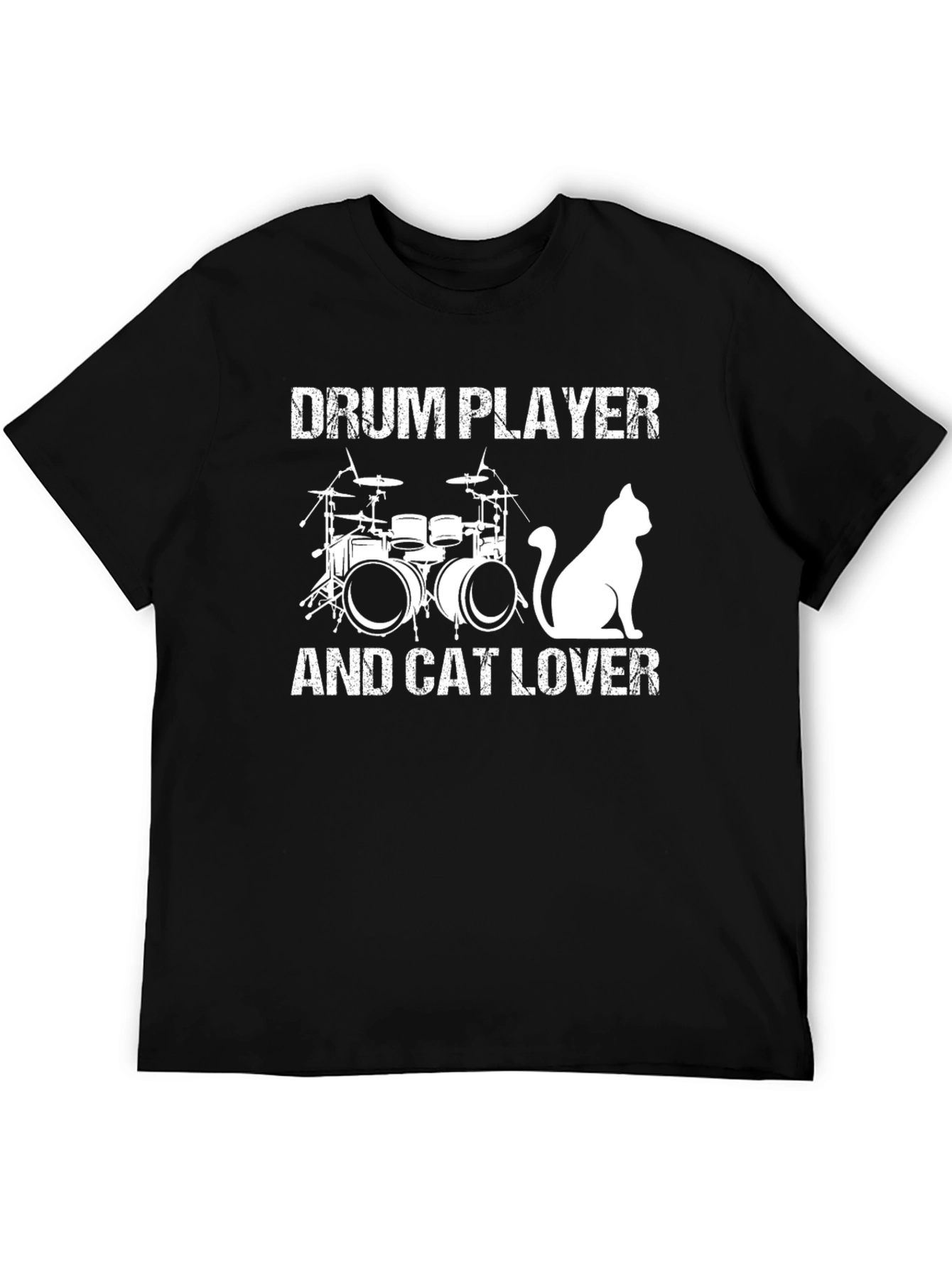 Drum Player and Cat Lover Graphic T-Shirt