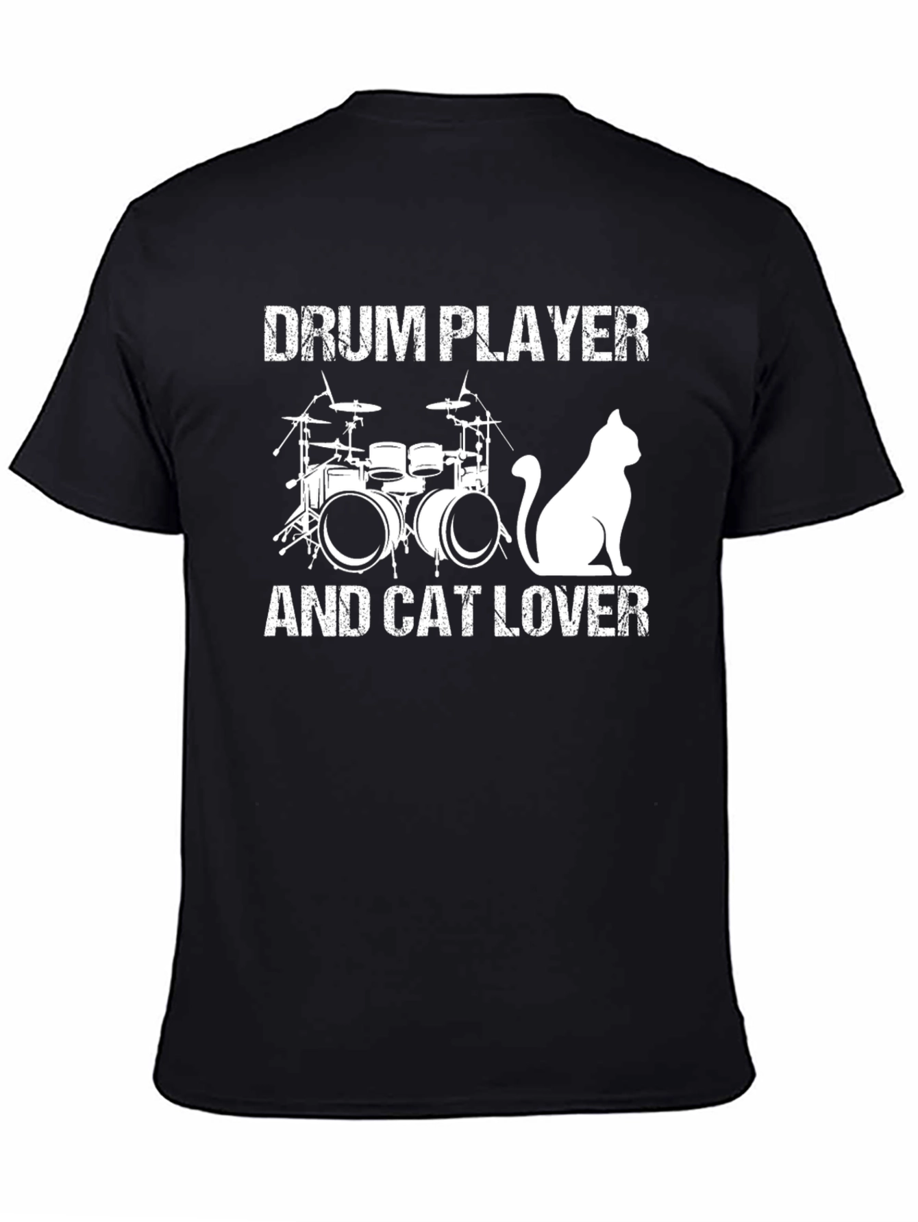 Drum Player and Cat Lover Graphic T-Shirt
