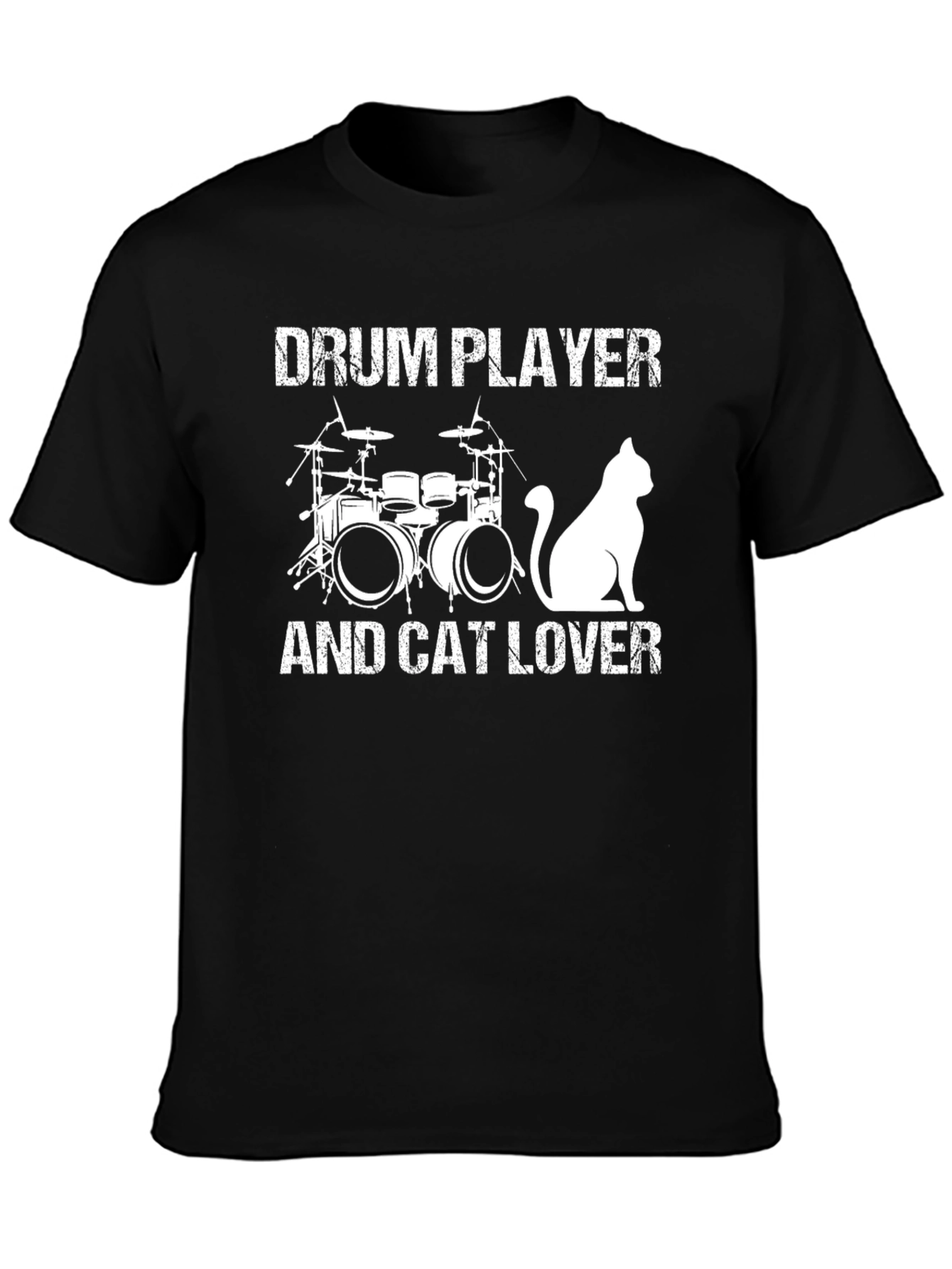 Drum Player and Cat Lover Graphic T-Shirt
