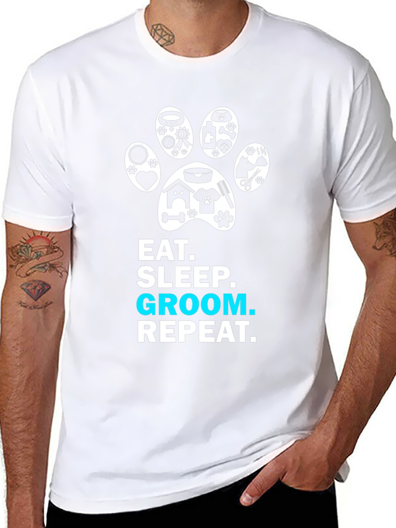 Eat Sleep Groom Repeat Dog Lover T-Shirt