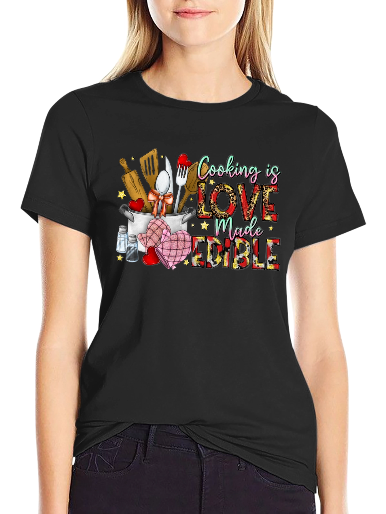 Cooking is Love Made Edible Graphic T-Shirt
