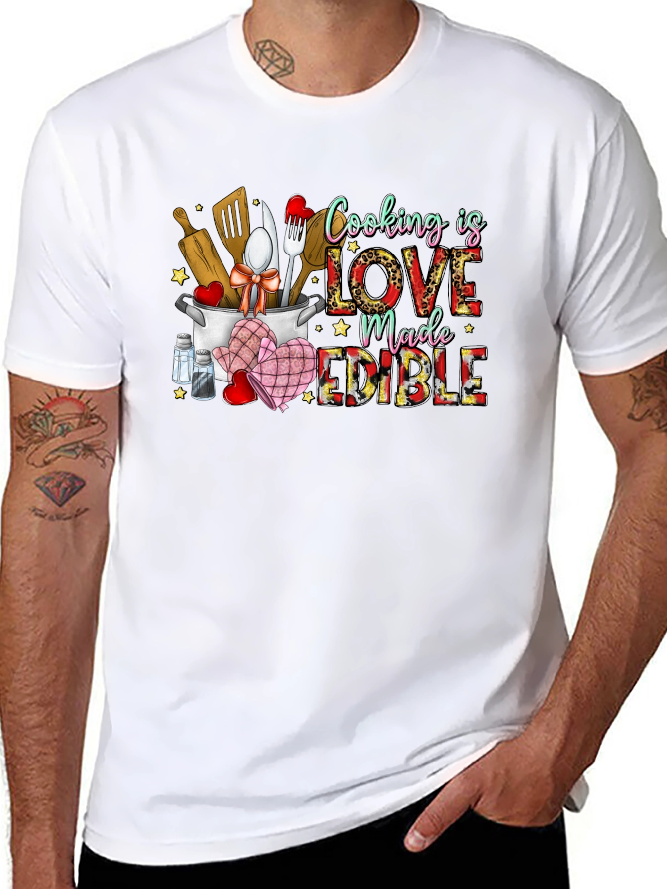 Cooking is Love Made Edible Graphic T-Shirt