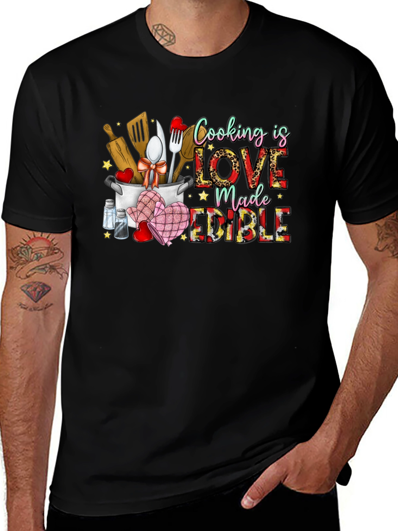 Cooking is Love Made Edible Graphic T-Shirt
