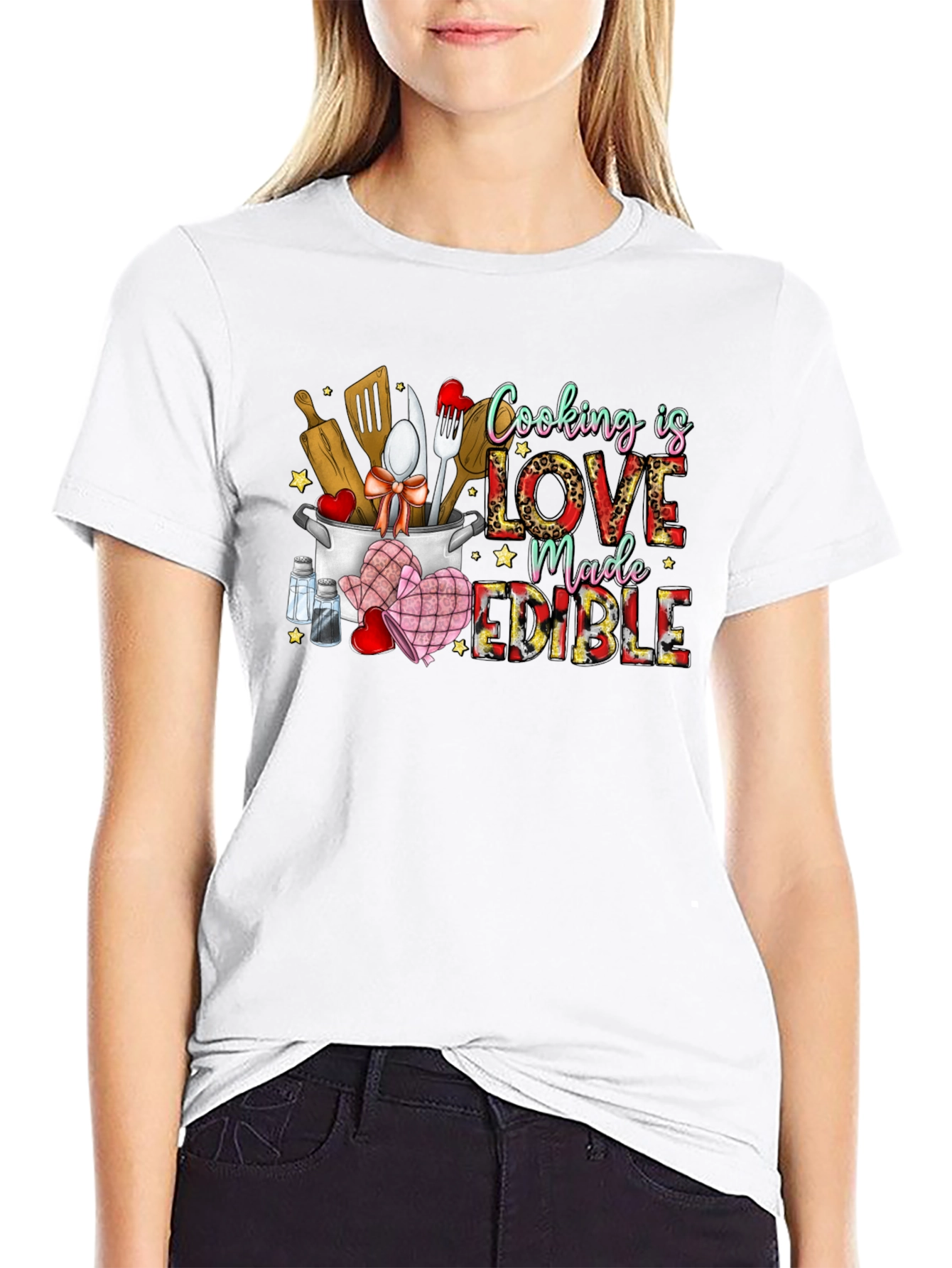 Cooking is Love Made Edible Graphic T-Shirt