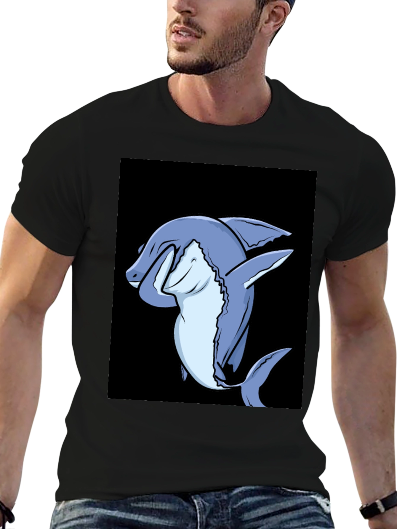 Dabbing Shark Graphic Tee - Mens Black T-Shirt