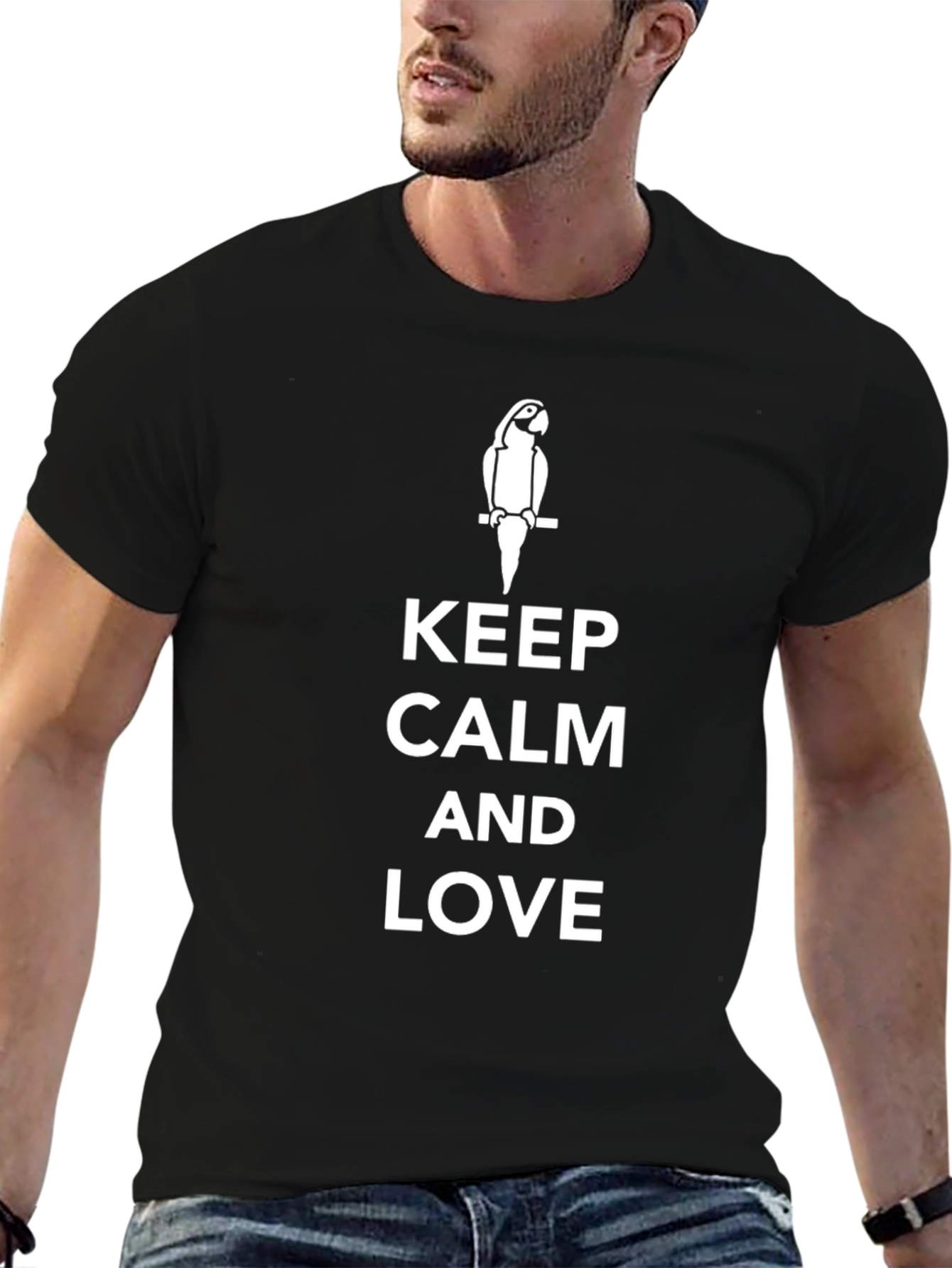 Keep Calm and Love Parrot Graphic T-Shirt