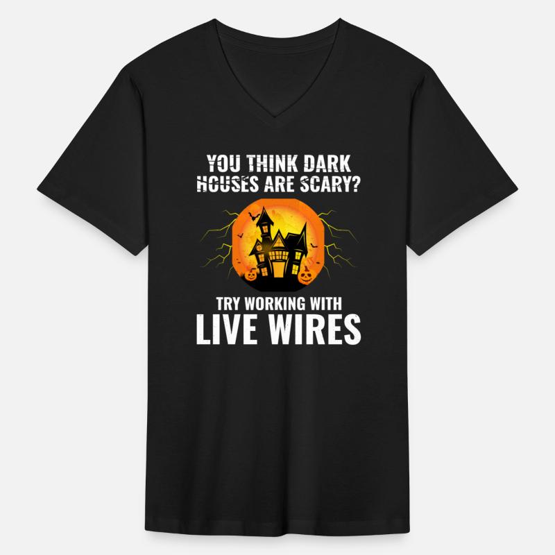 Electrician Halloween Live Wires Dark Houses Humor