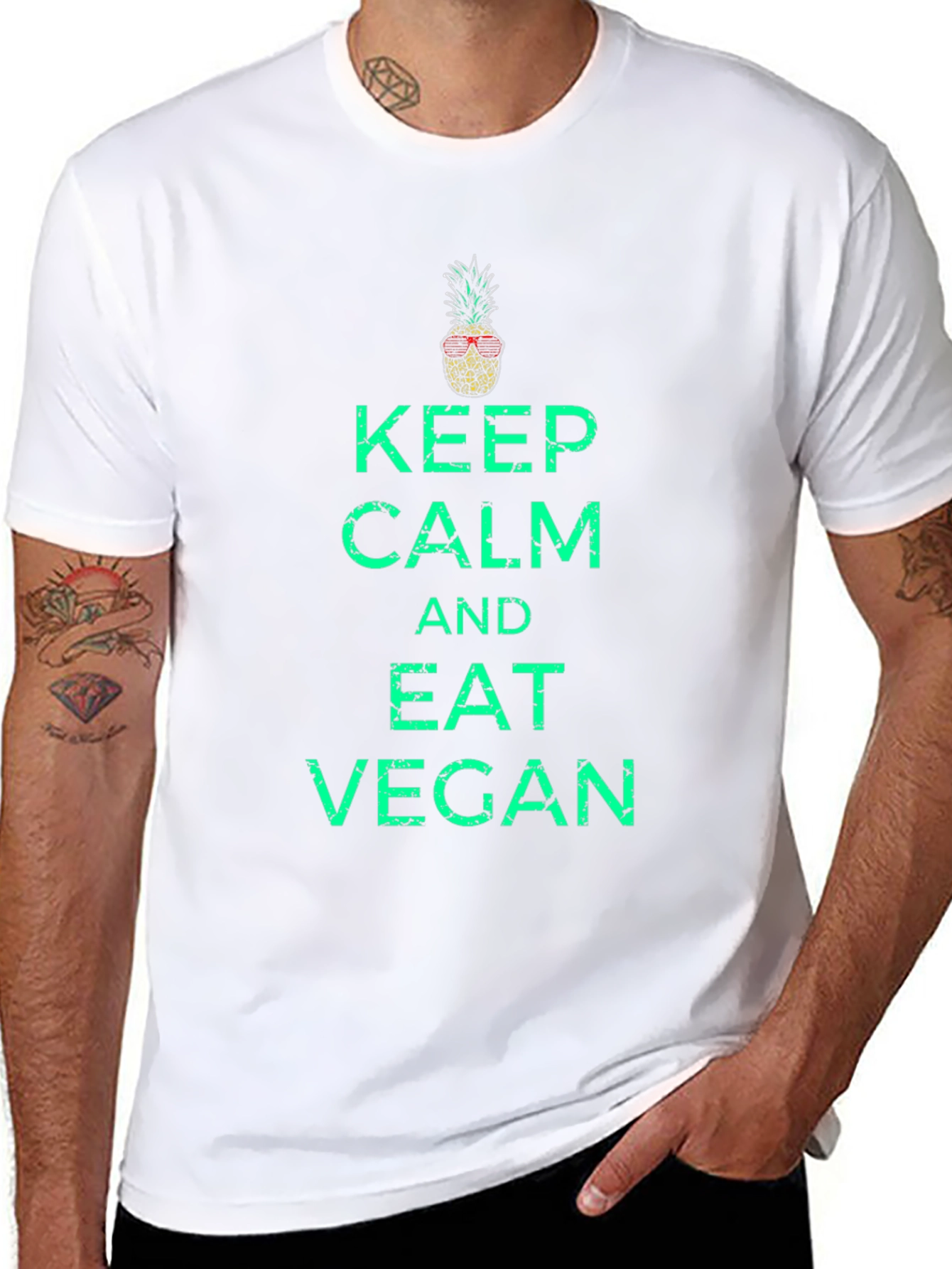 Keep Calm and Eat Vegan T-Shirt - Pineapple