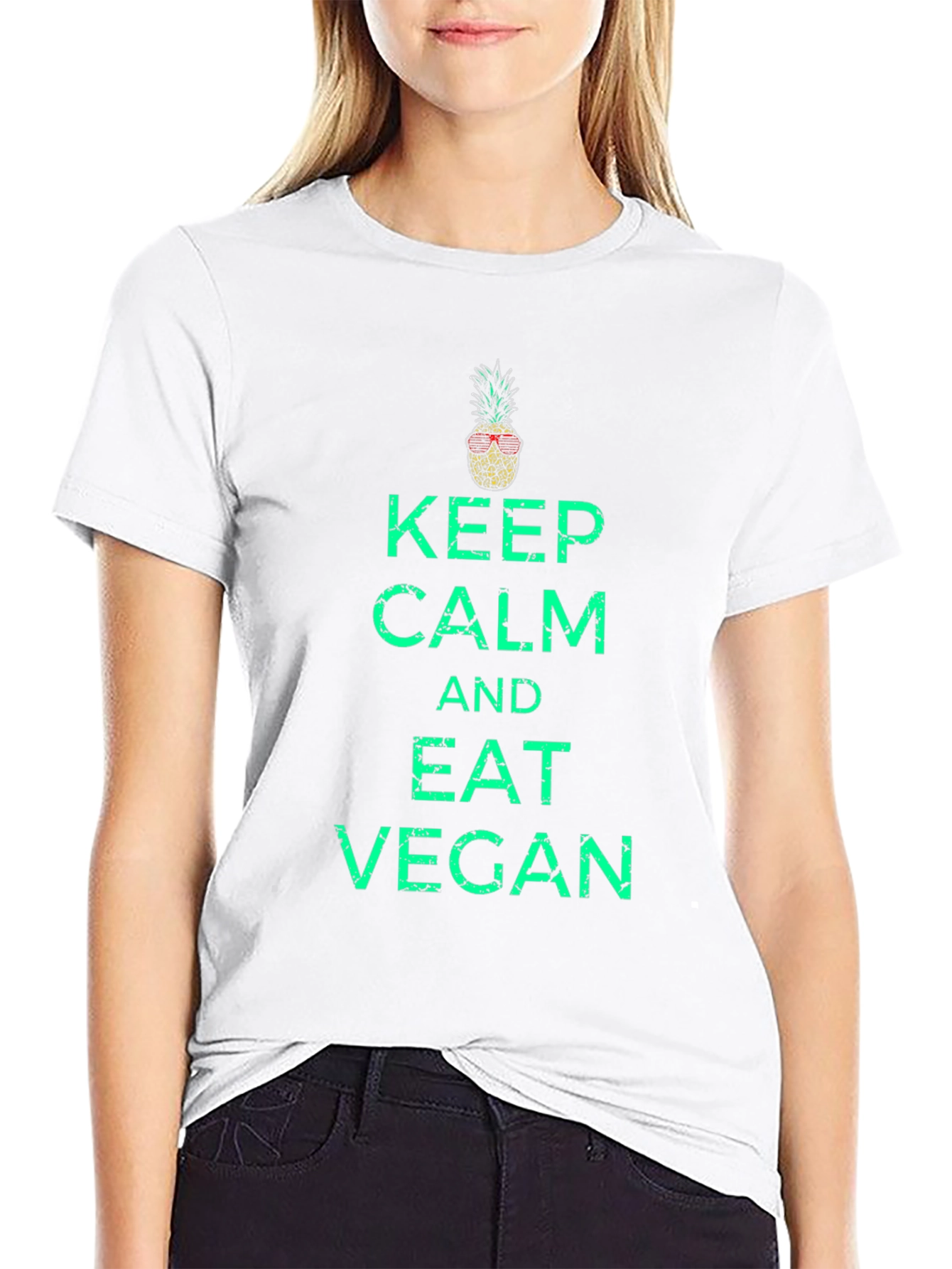 Keep Calm and Eat Vegan T-Shirt - Pineapple