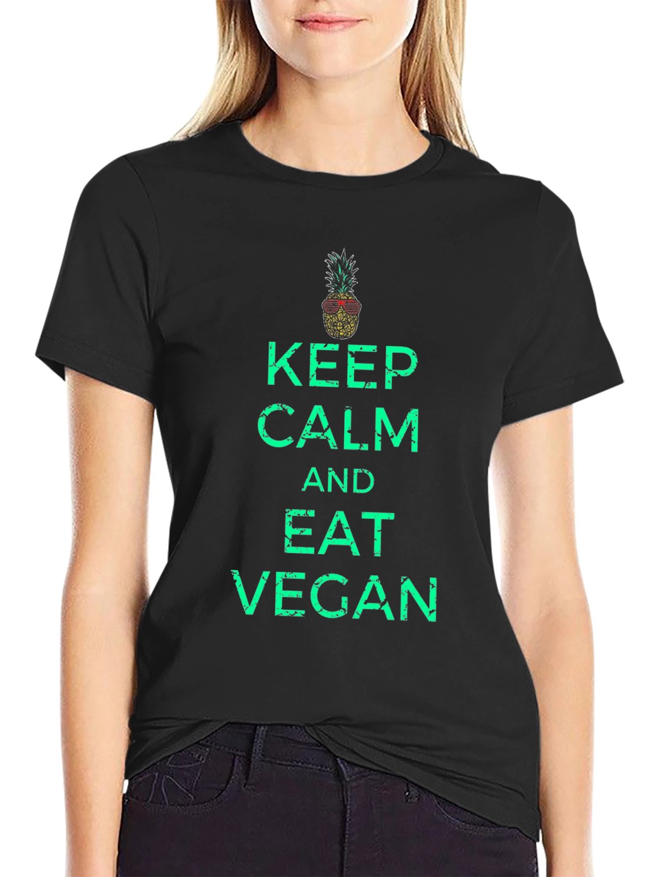 Keep Calm and Eat Vegan T-Shirt - Pineapple