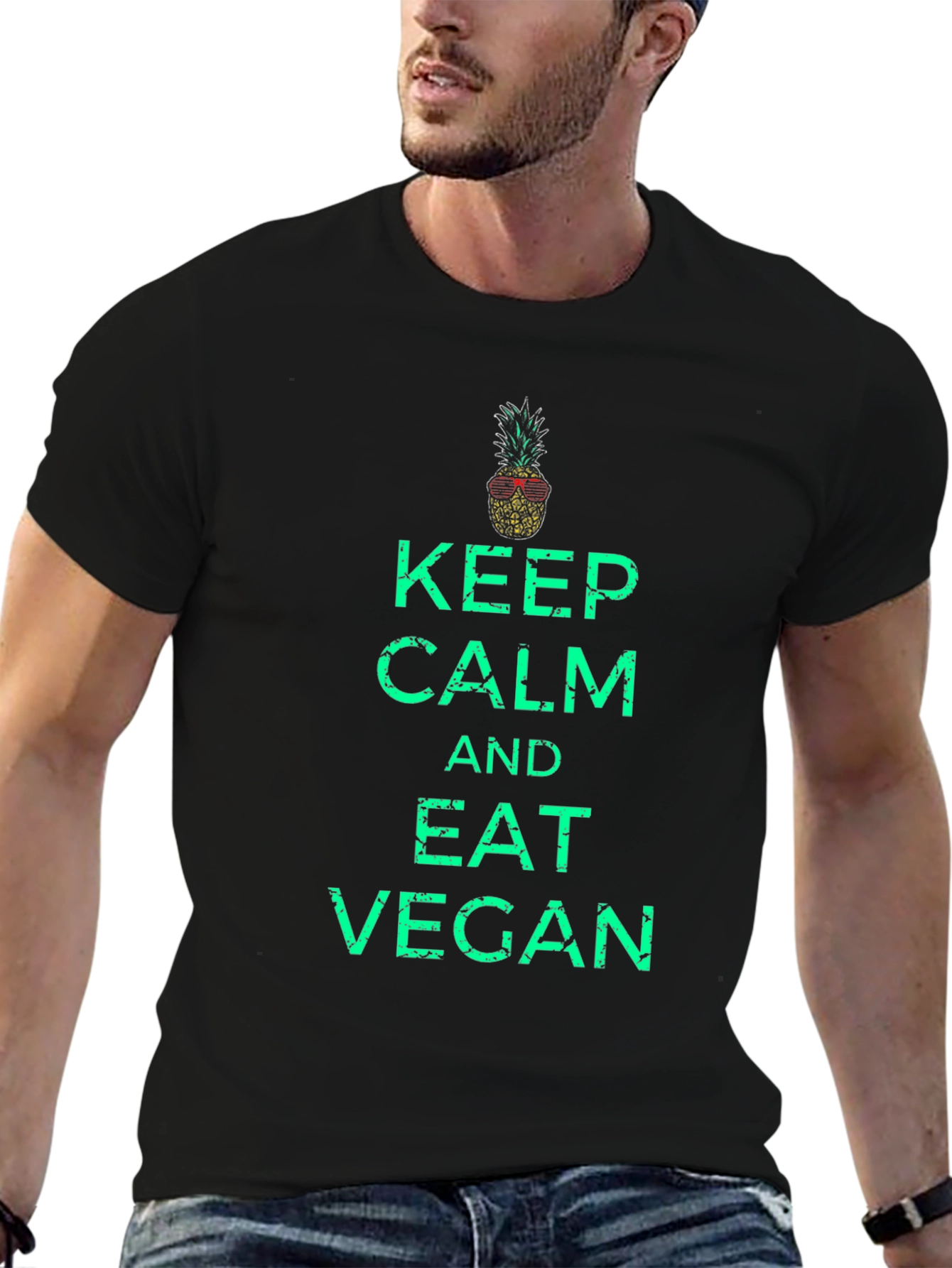 Keep Calm and Eat Vegan T-Shirt - Pineapple