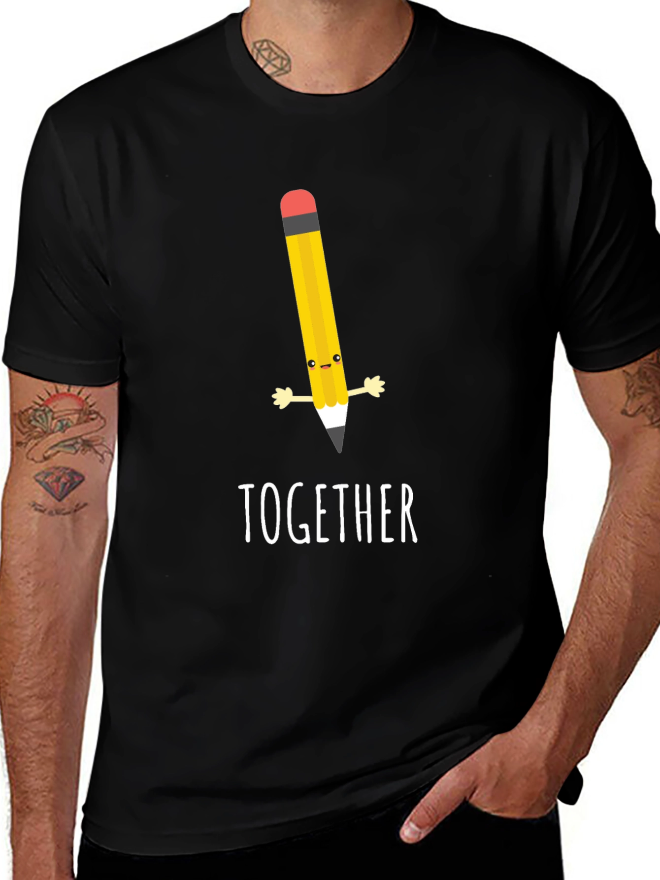 Together Pencil Graphic Black T-Shirt
