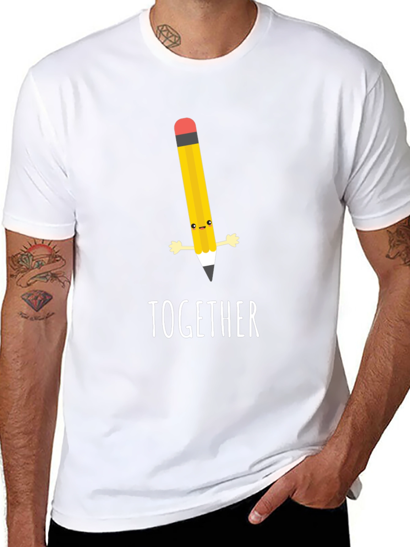 Together Pencil Graphic Black T-Shirt