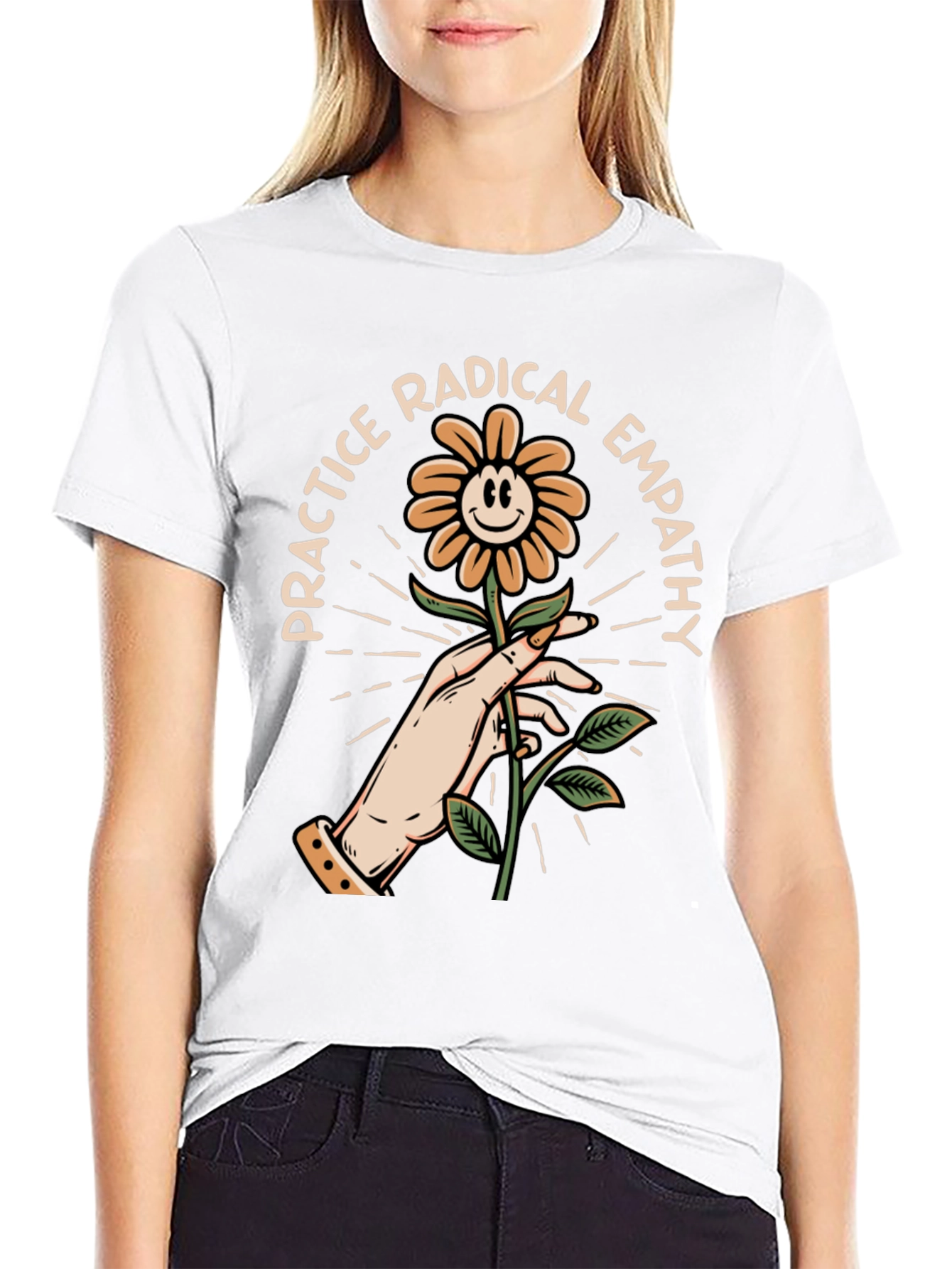 Practice Radical Empathy Flower Graphic T-Shirt