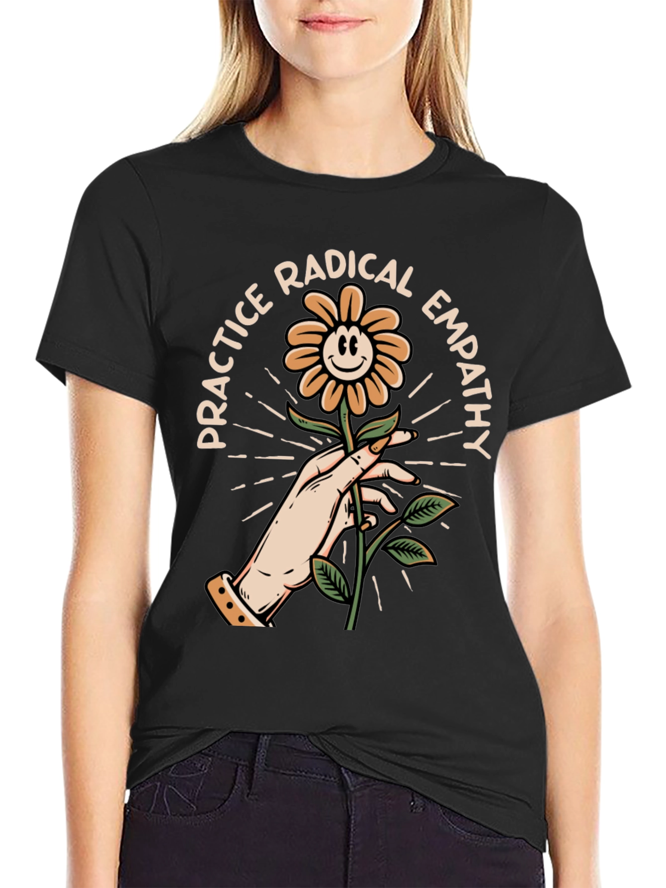 Practice Radical Empathy Flower Graphic T-Shirt