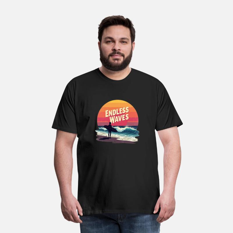 Endless Waves – Retro Surfing Sunset Design for Be