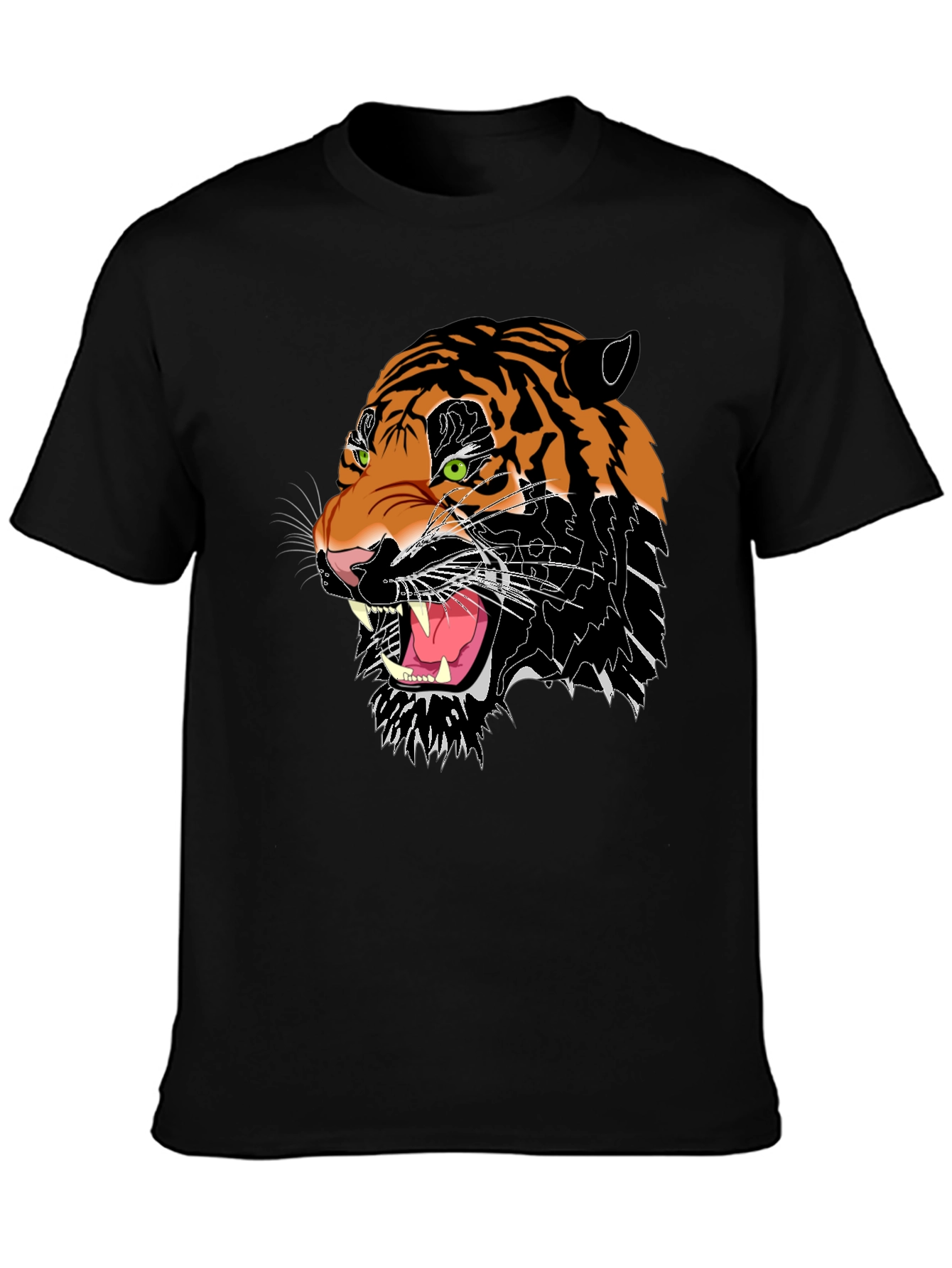 Mens Black Graphic Tee - Fierce Tiger Design