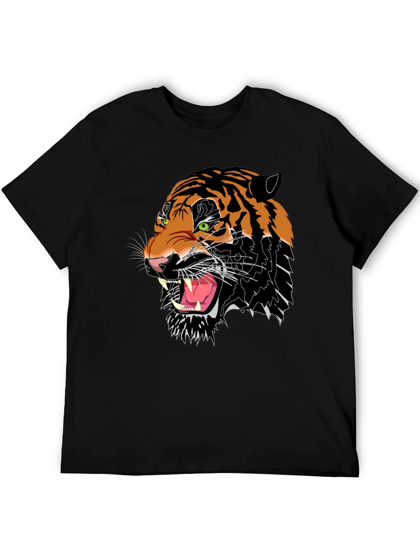 Mens Black Graphic Tee - Fierce Tiger Design