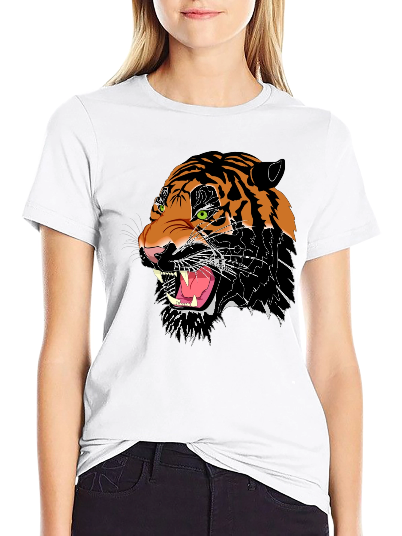 Mens Black Graphic Tee - Fierce Tiger Design