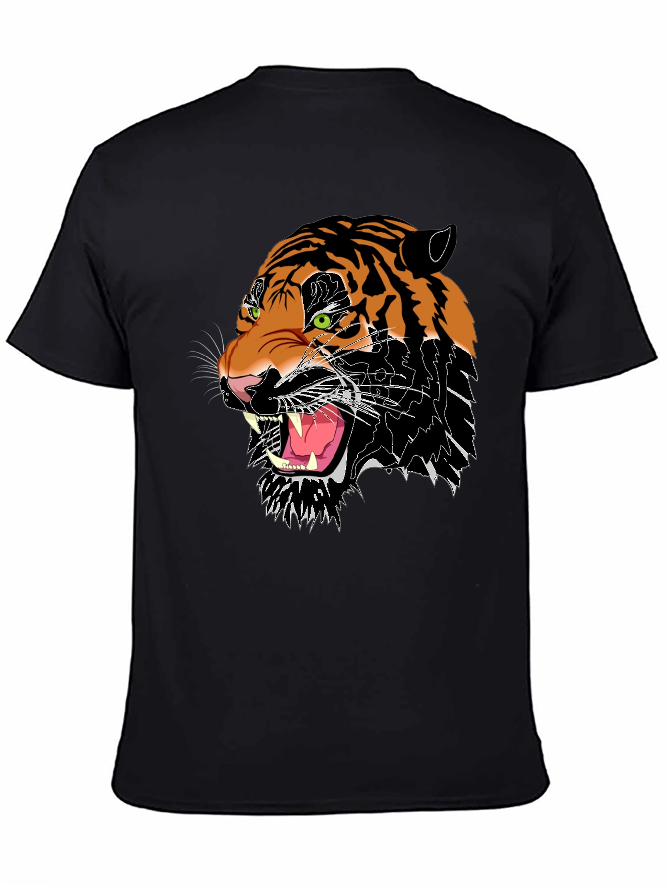Mens Black Graphic Tee - Fierce Tiger Design