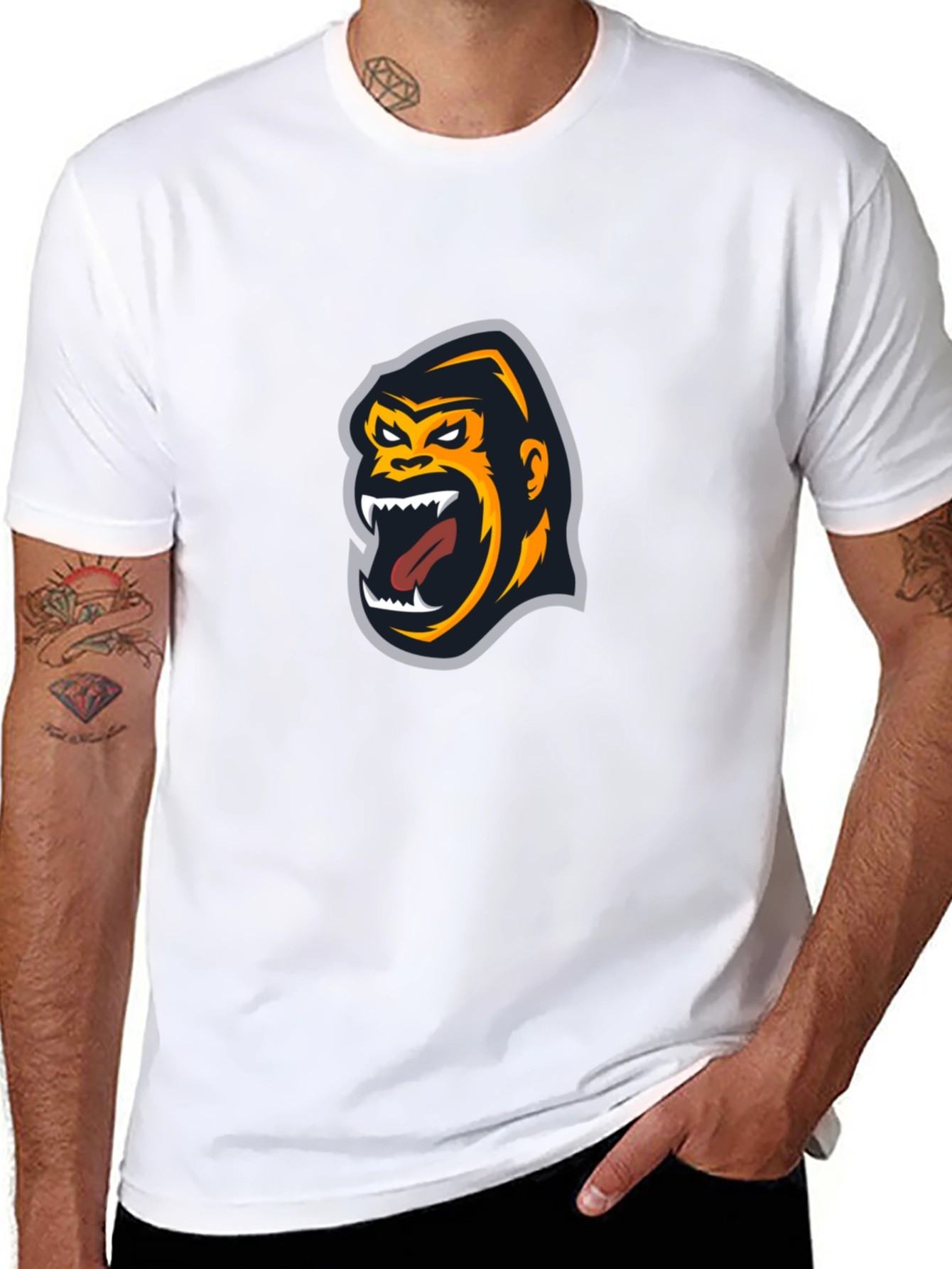 Gorilla Graphic Tee - Black Cotton Blend Shirt