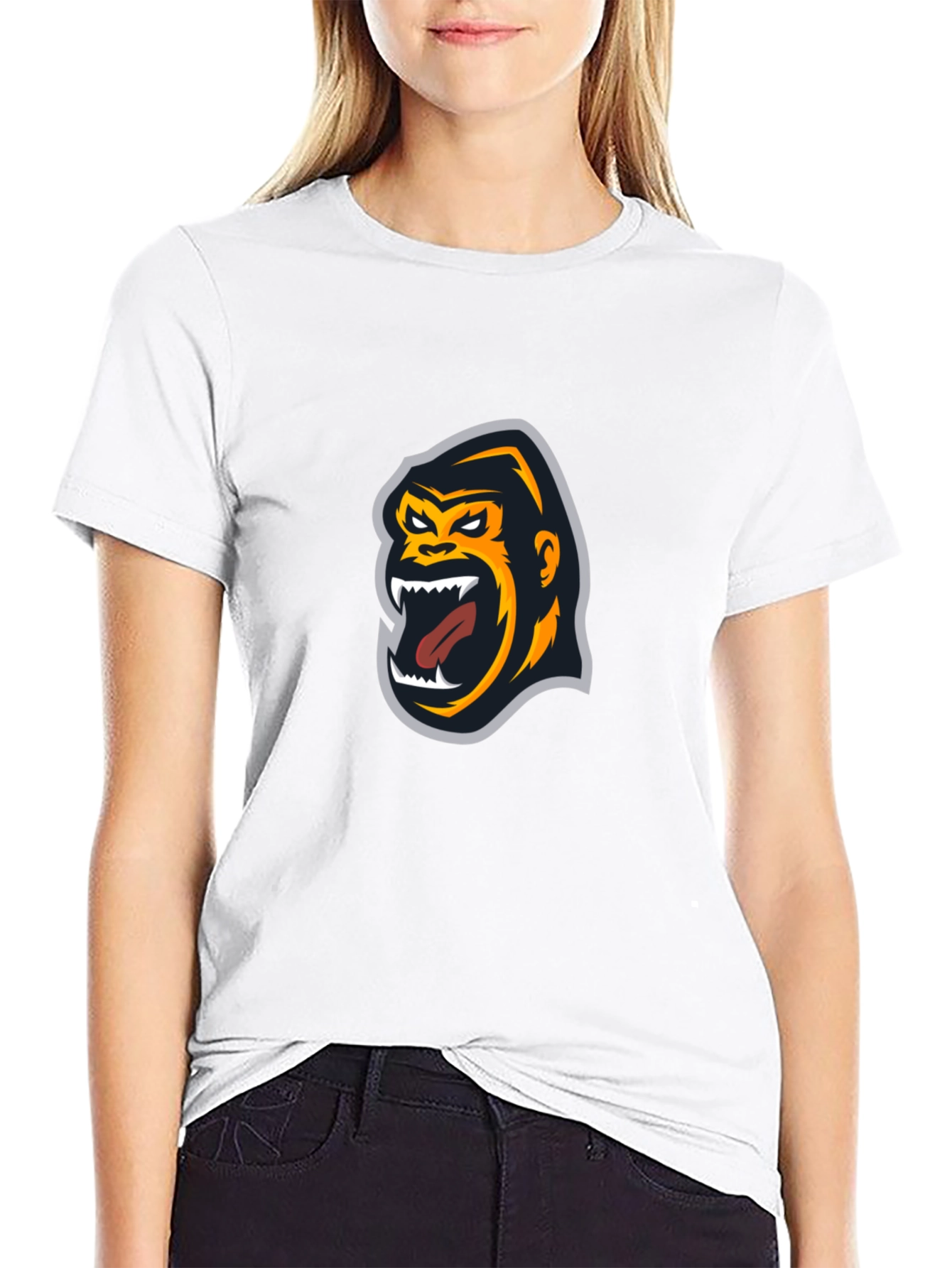 Gorilla Graphic Tee - Black Cotton Blend Shirt