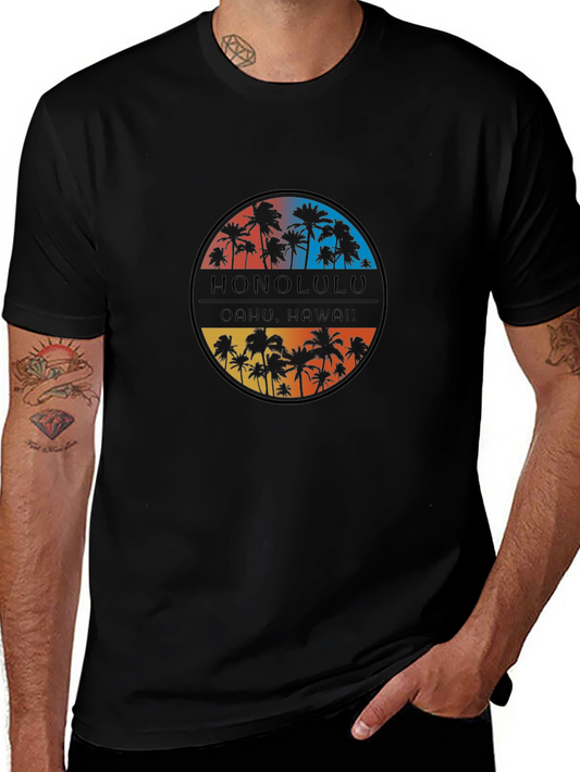 Honolulu Hawaii Palm Tree Graphic T-Shirt