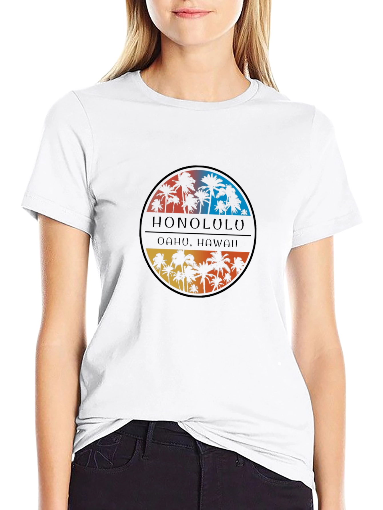 Honolulu Hawaii Palm Tree Graphic T-Shirt