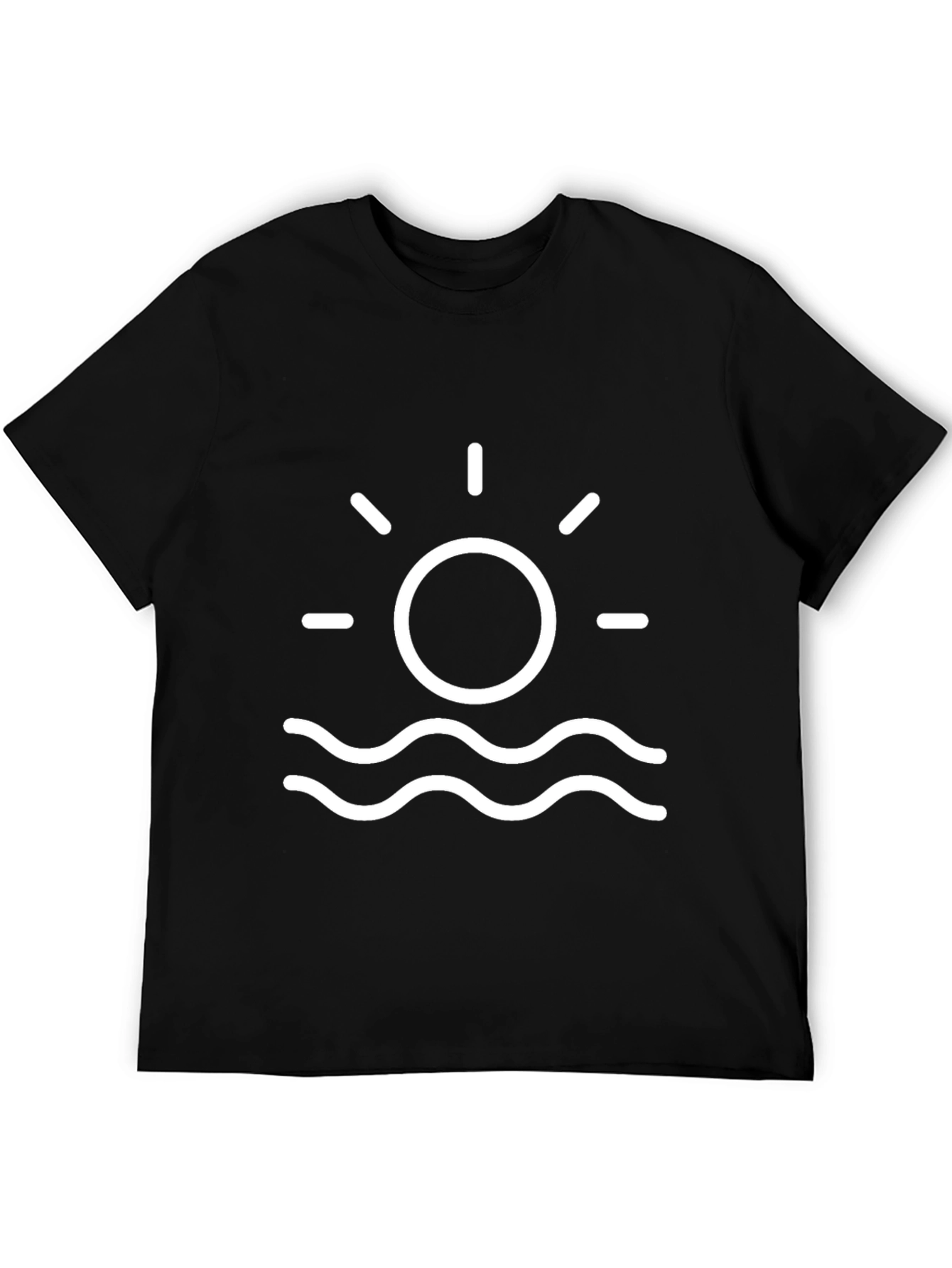 Black T-Shirt - Sun & Waves Graphic Tee