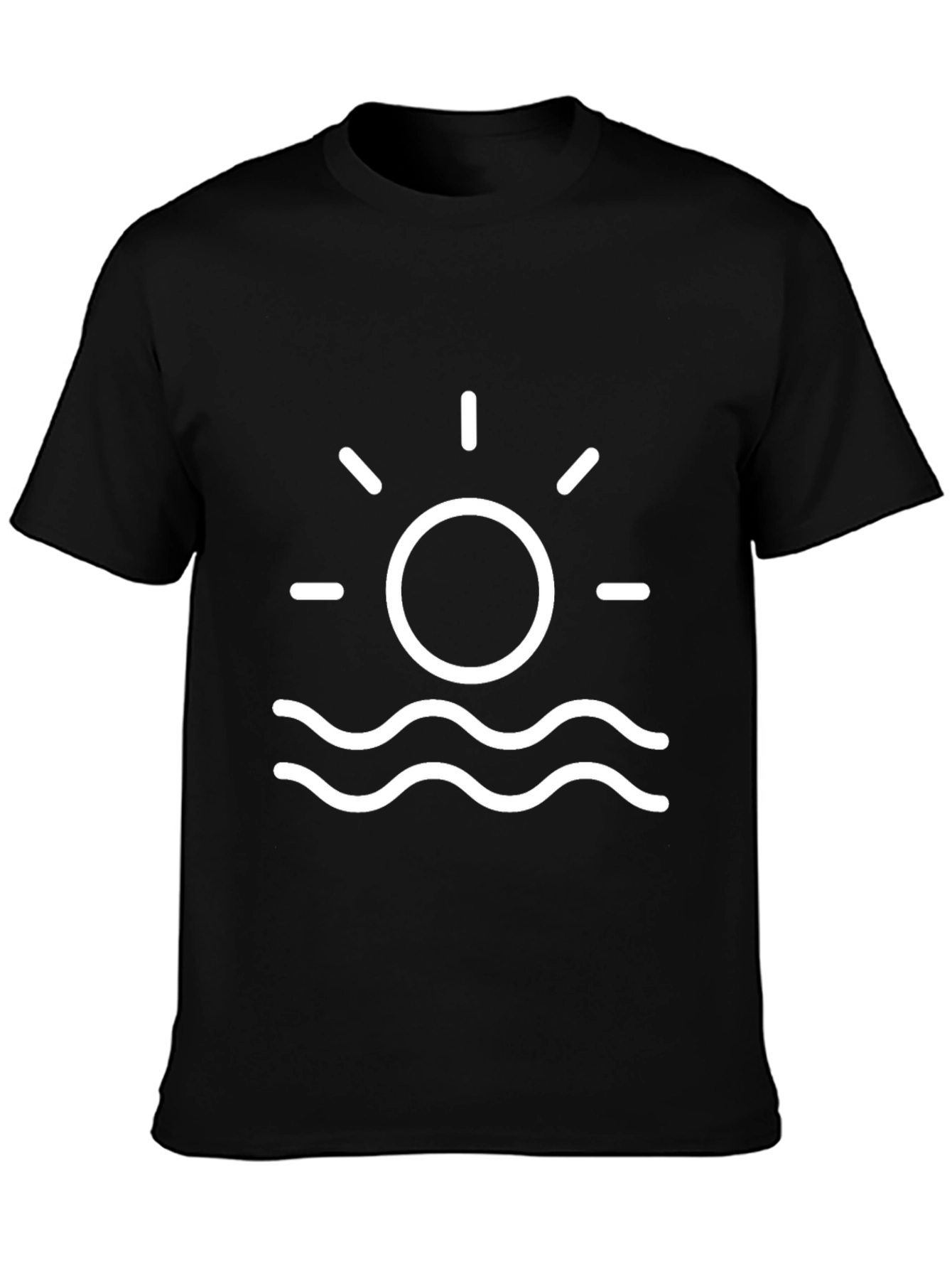 Black T-Shirt - Sun & Waves Graphic Tee