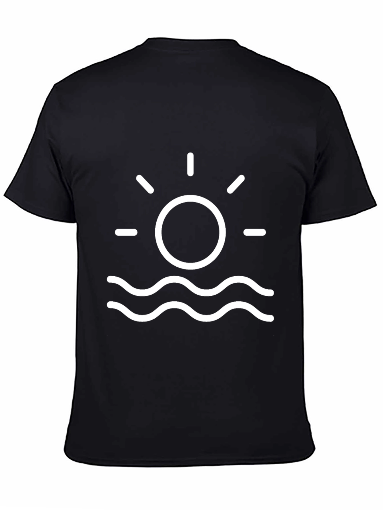 Black T-Shirt - Sun & Waves Graphic Tee