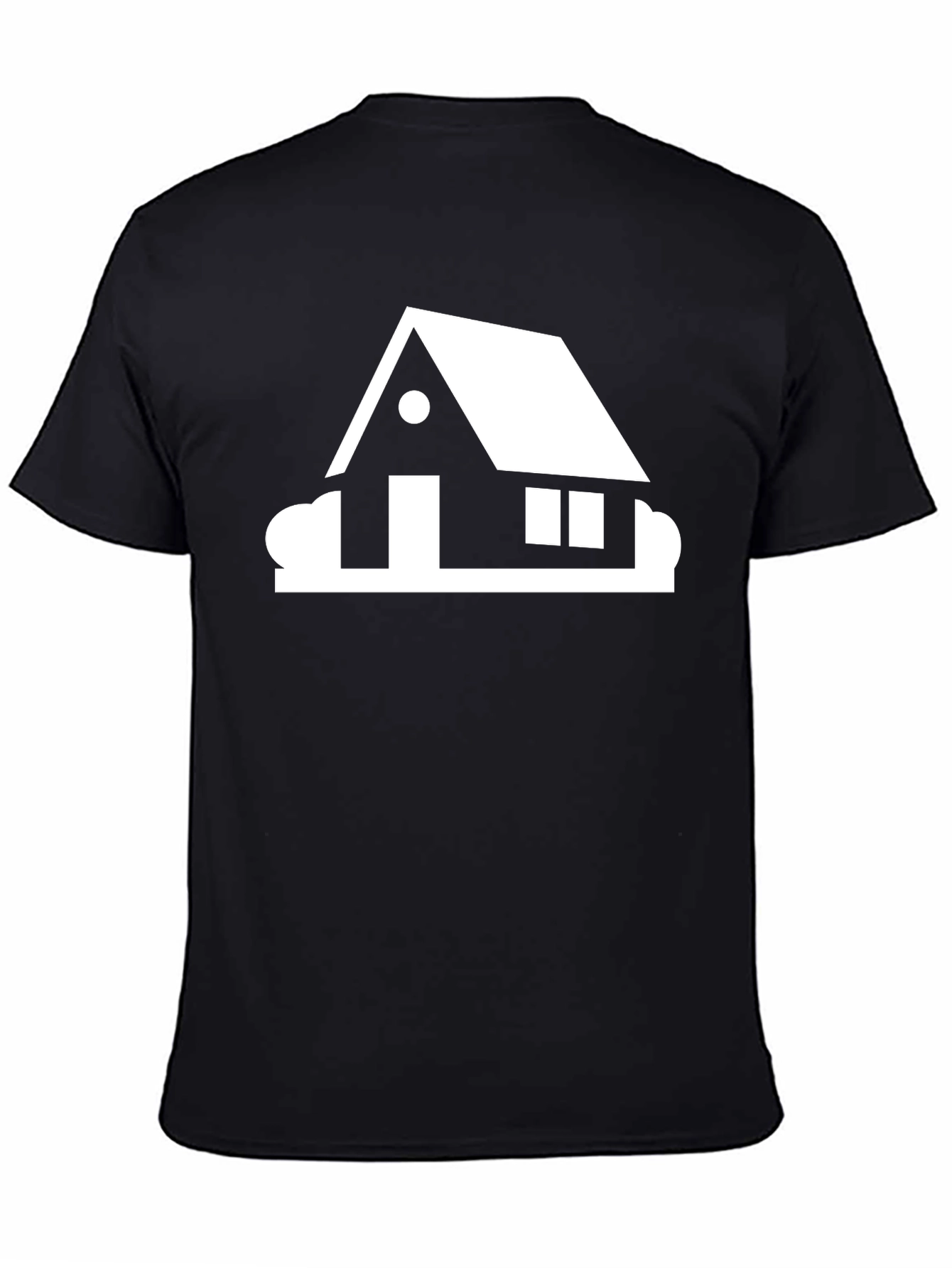 Modern House Graphic Tee - Black Cotton Casual Shirt