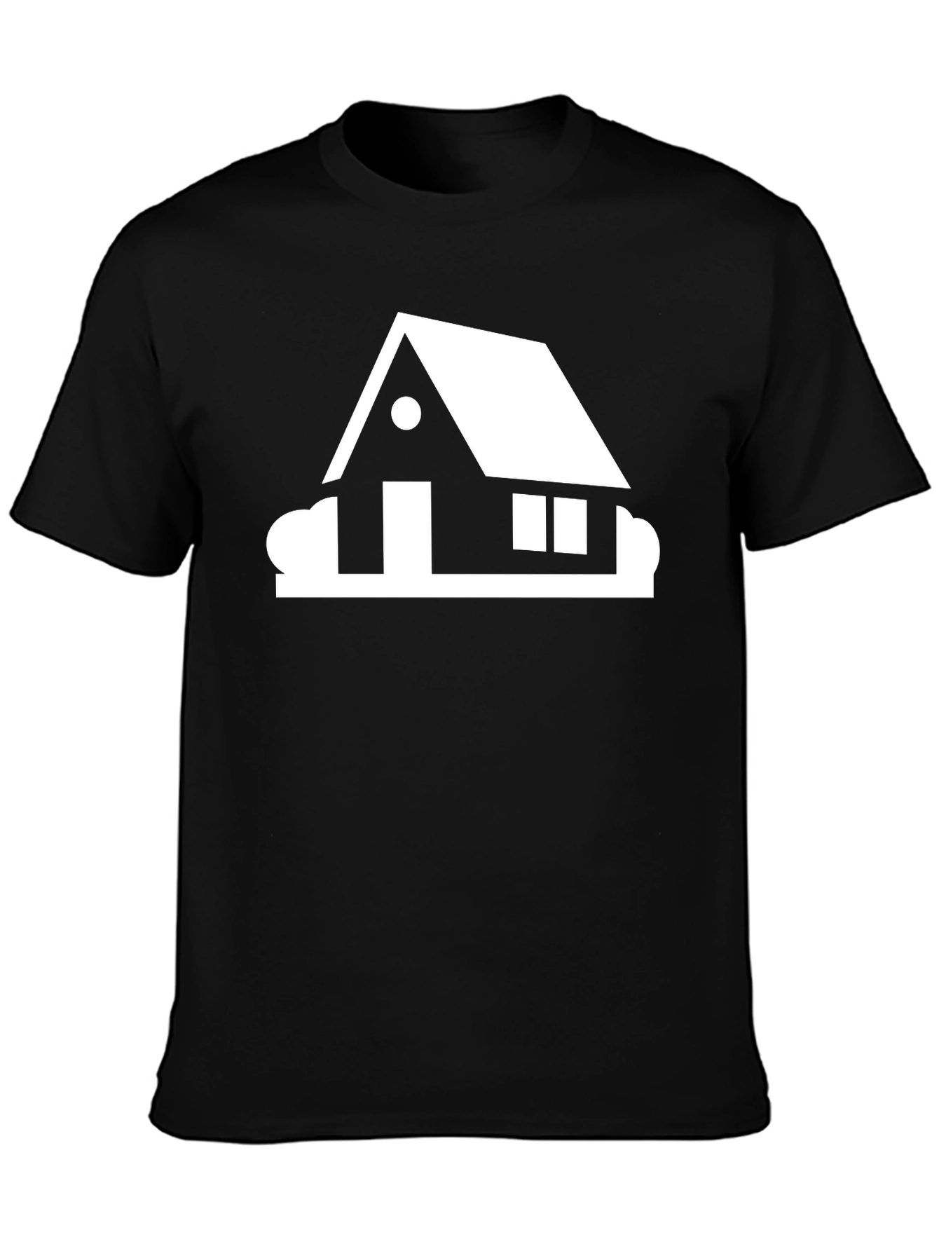 Modern House Graphic Tee - Black Cotton Casual Shirt