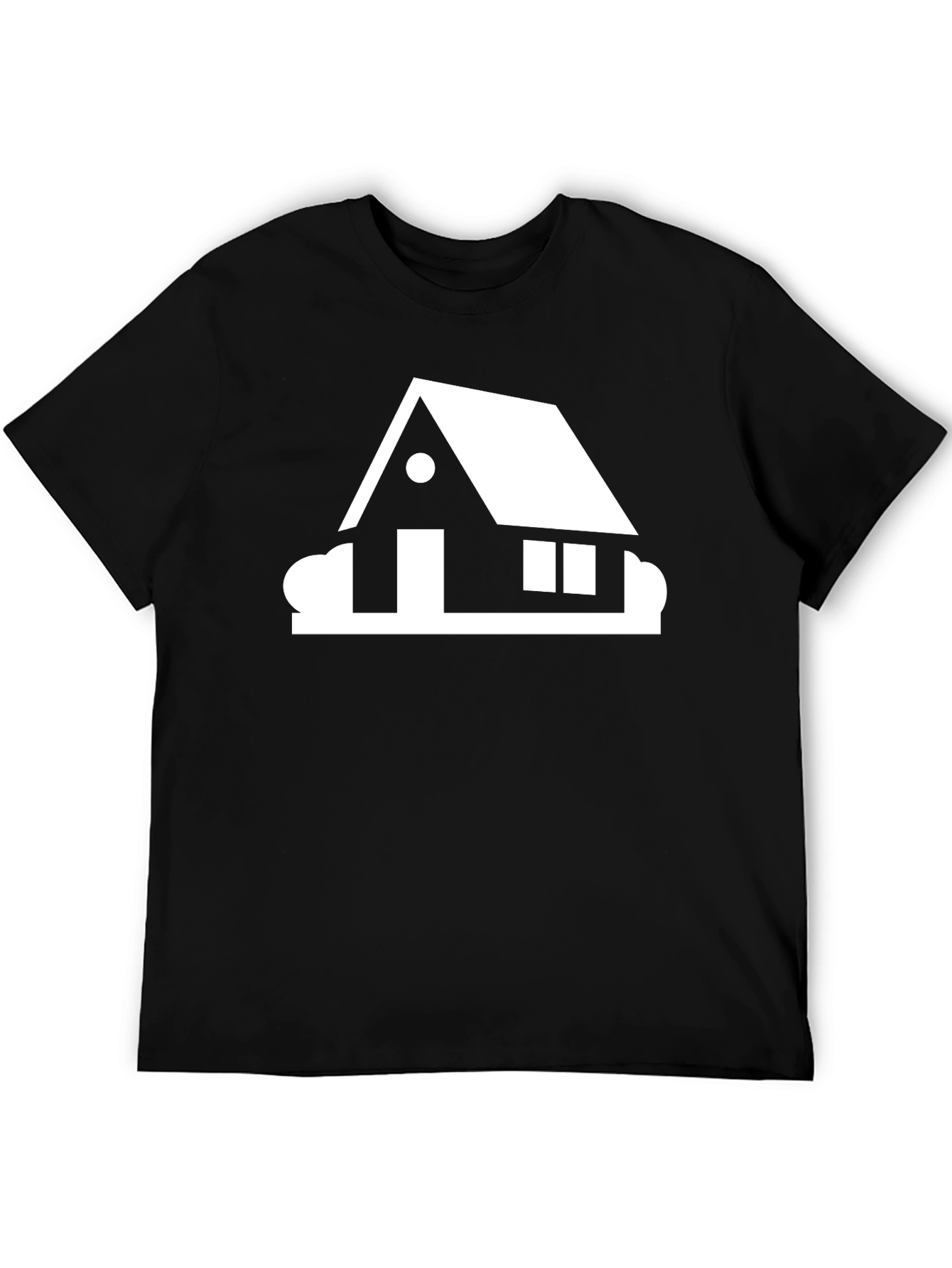 Modern House Graphic Tee - Black Cotton Casual Shirt