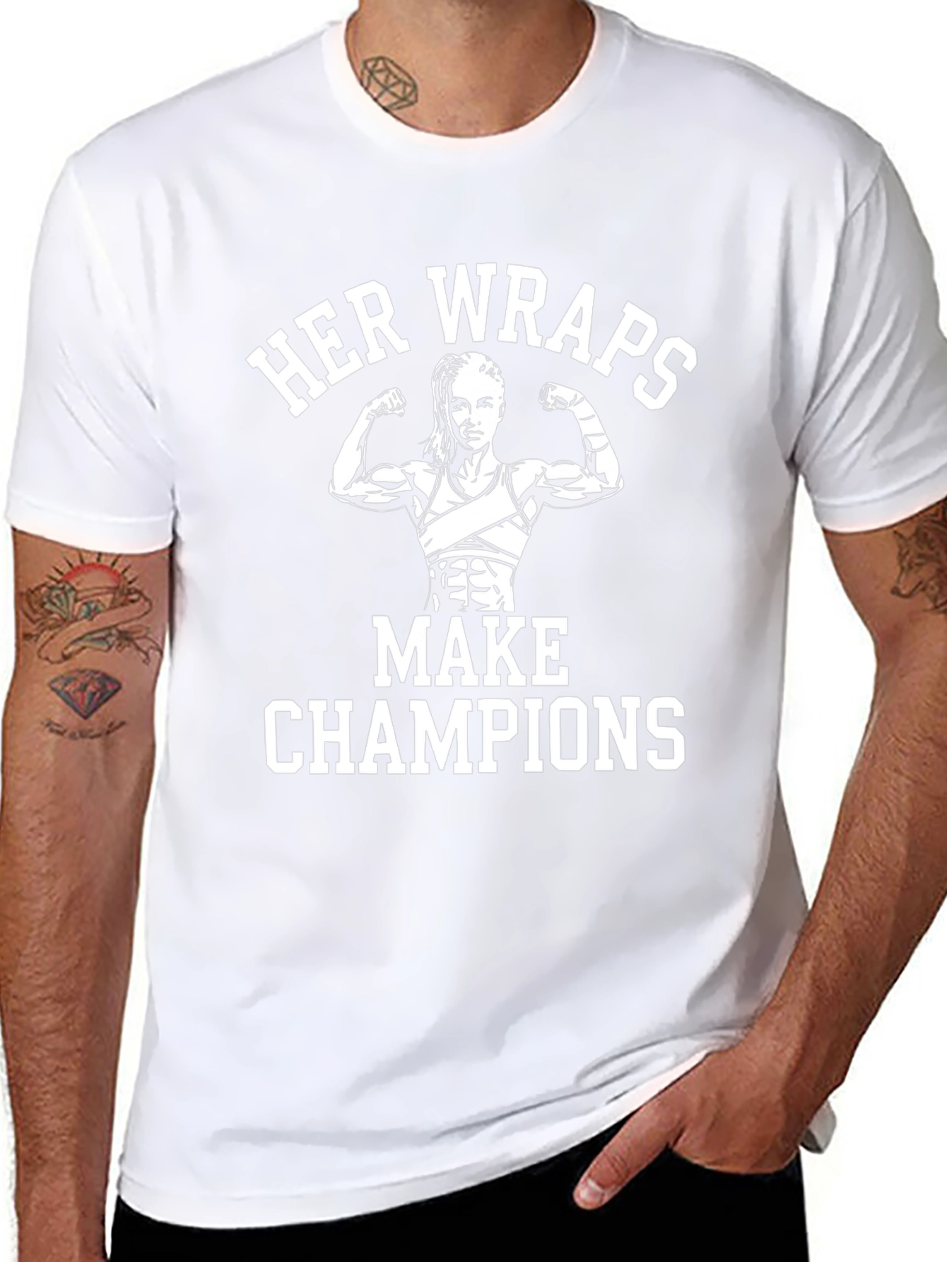 Her Wraps Make Champions Black Graphic T-Shirt