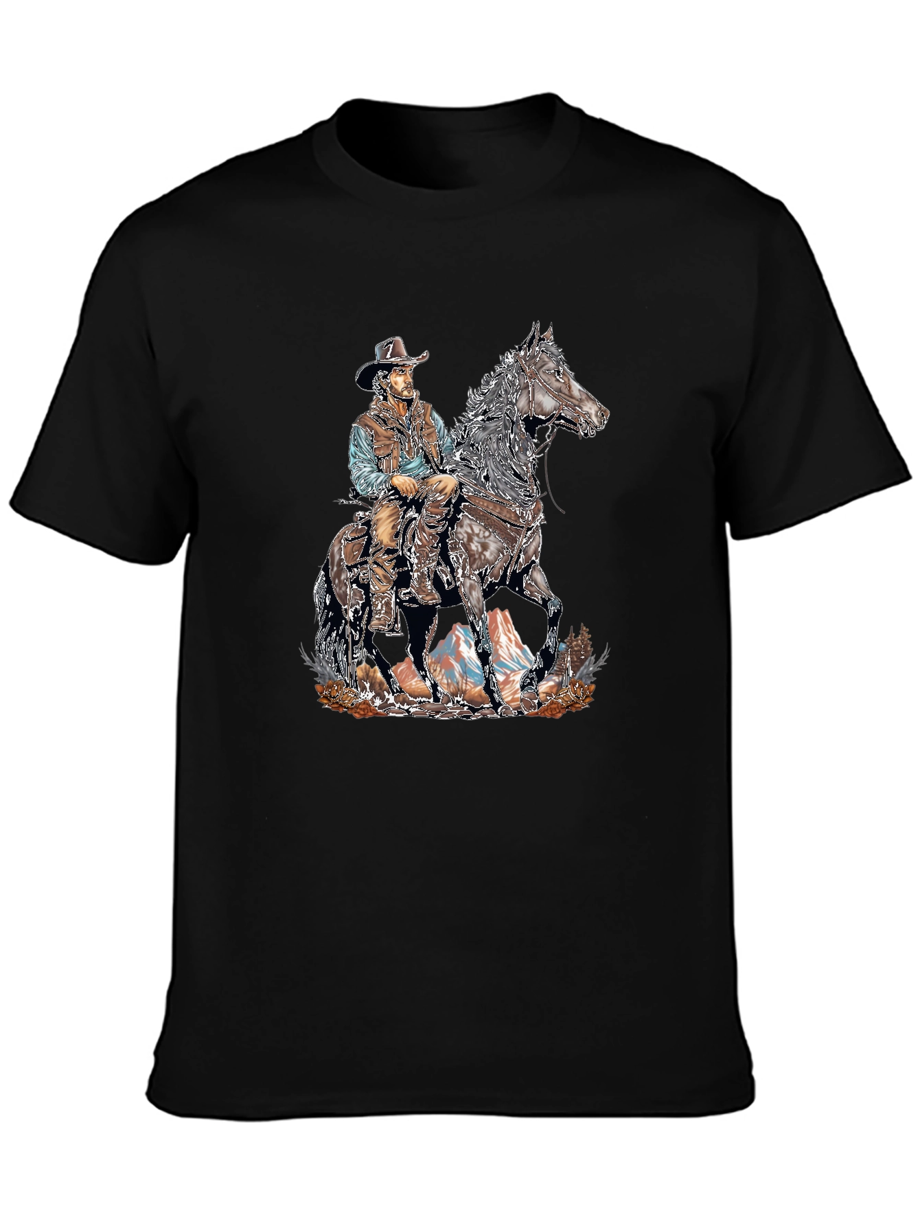 Cowboy on Horseback Graphic Tee - Western Style