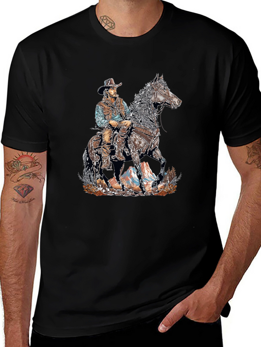 Cowboy on Horseback Graphic Tee - Western Style