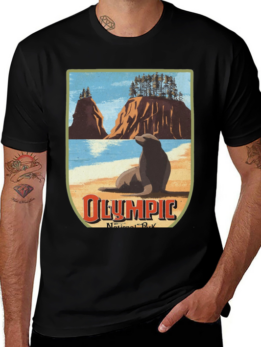 Olympic National Park T-Shirt - Vintage Style Seal Design