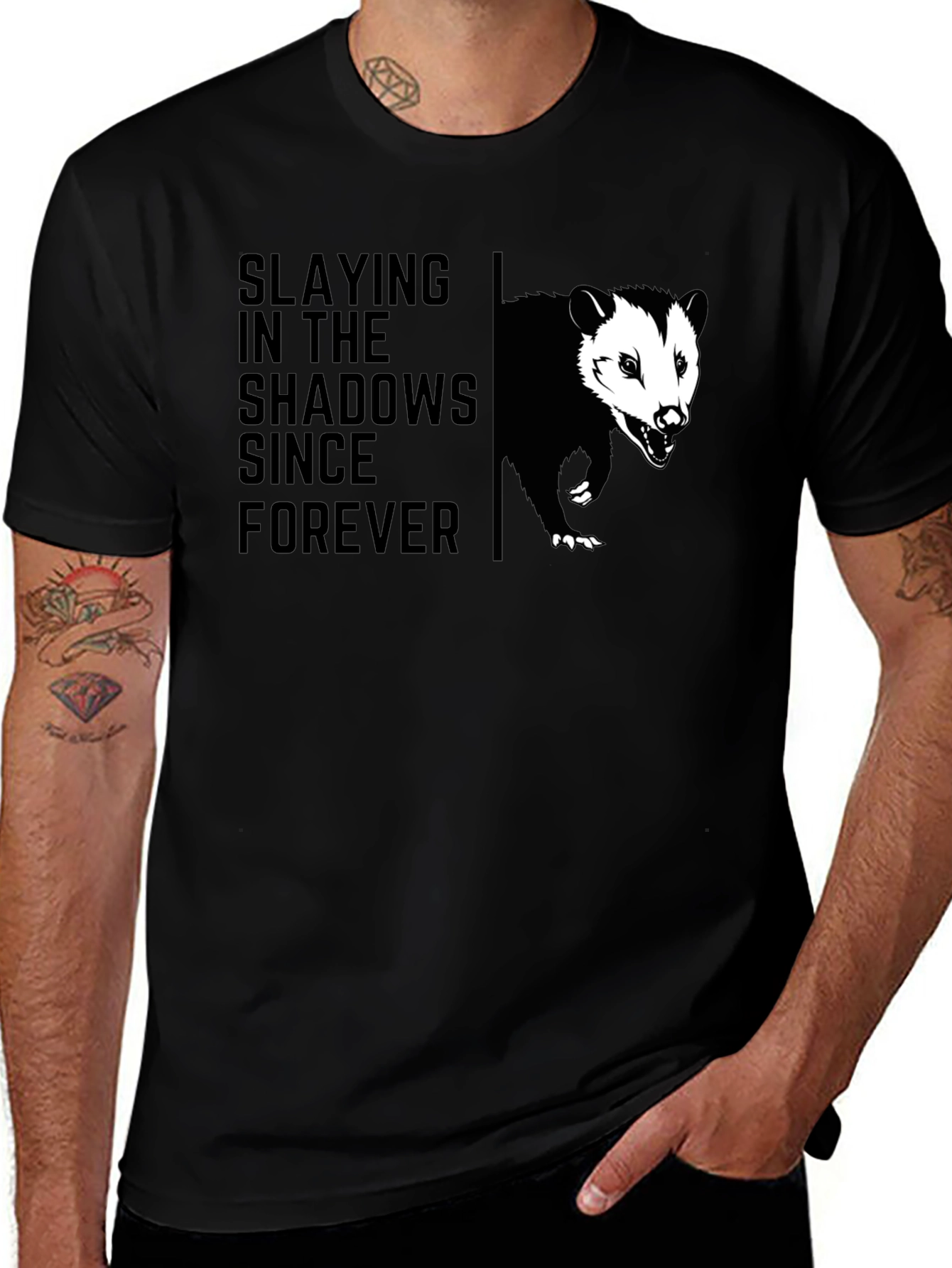 Slaying in the Shadows Opossum Graphic T-Shirt